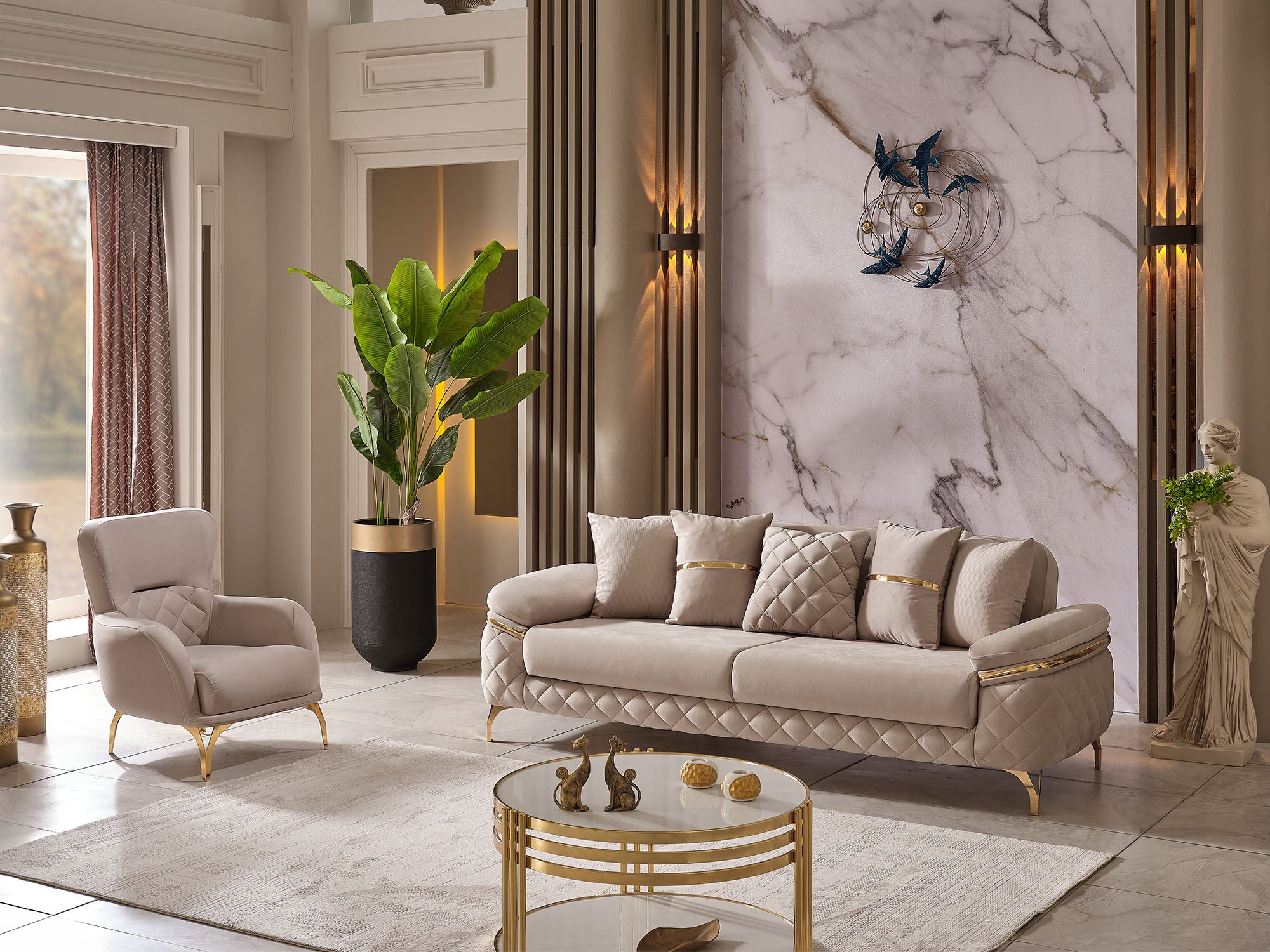 Orlando Convertible Sofa Beige