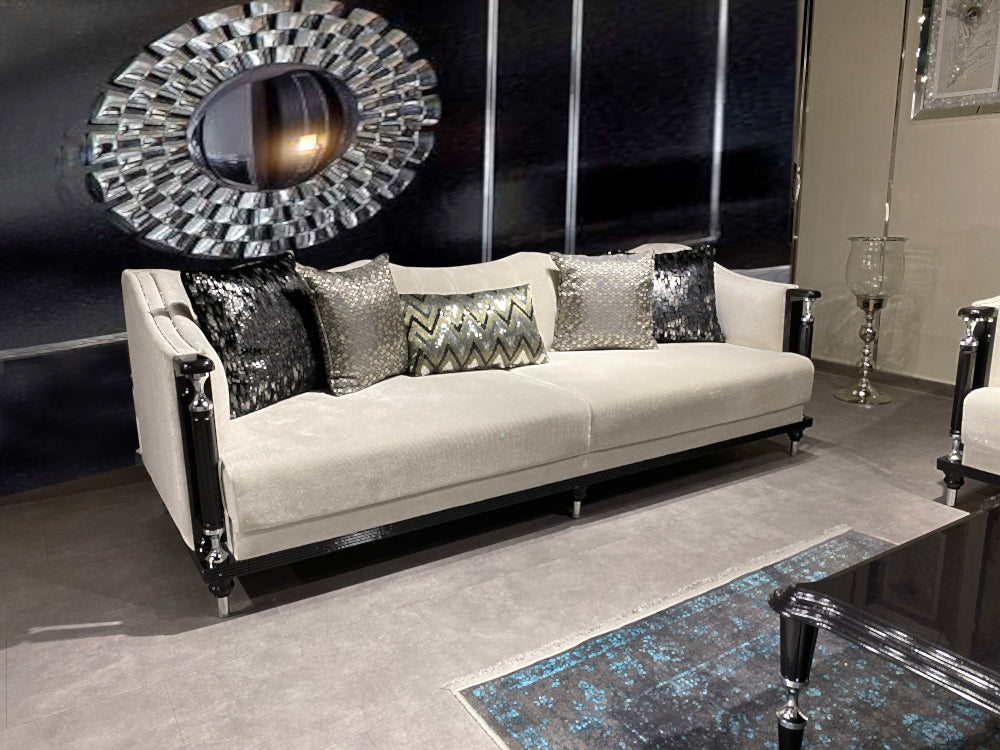 Porto Stationary Livingroom (2 4 Seat Sofa & 2 Chair) Grey