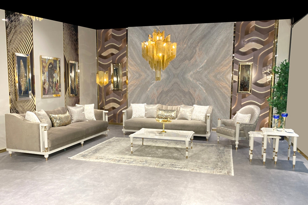 Porto Stationary Livingroom (2 4 Seat Sofa & 2 Chair) Grey