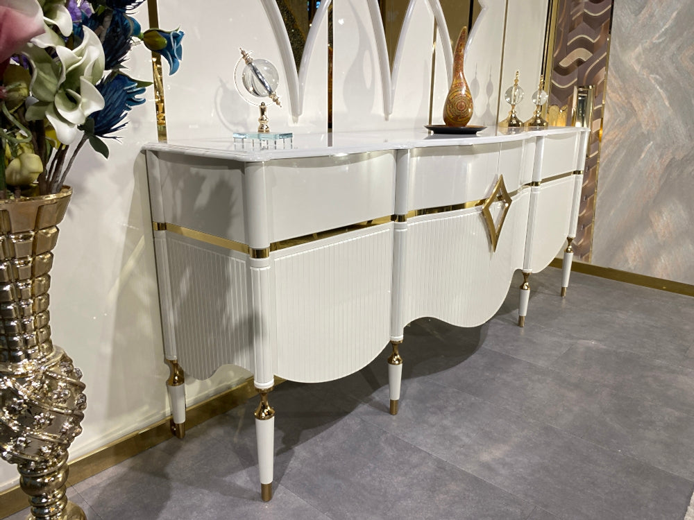 Porto Diningroom Set (Table & 6 Chair & Console With Mirror)