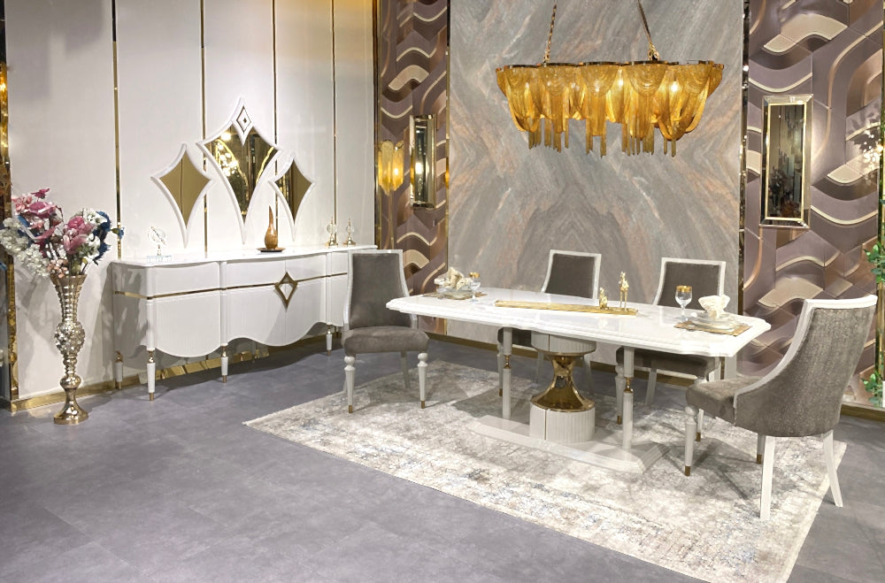 Porto Diningroom Set (Table & 6 Chair & Console With Mirror)