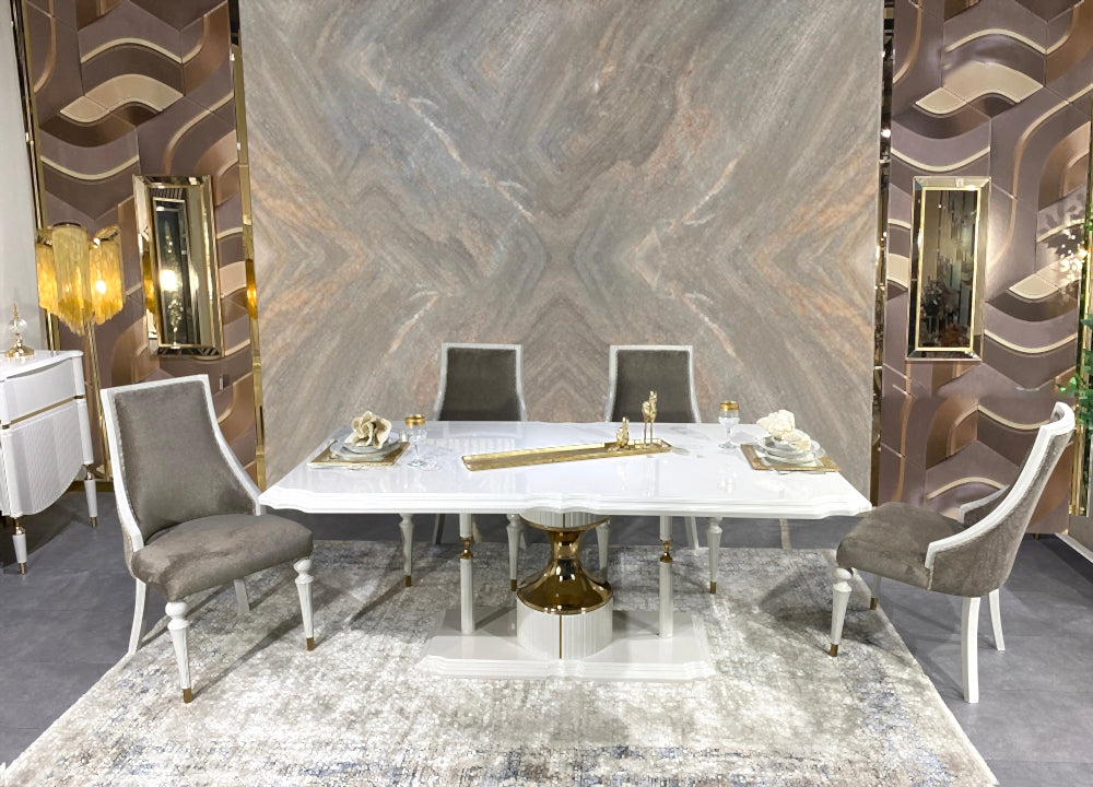 Porto Diningroom Set (Table & 6 Chair & Console With Mirror)