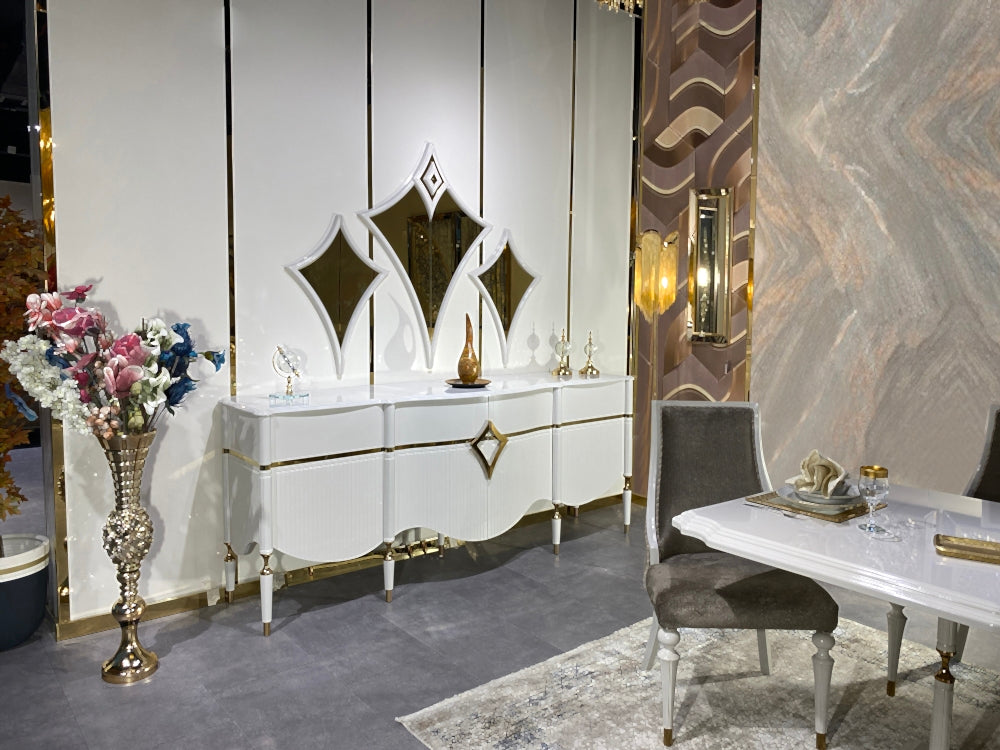 Porto Diningroom Set (Table & 6 Chair & Console With Mirror)