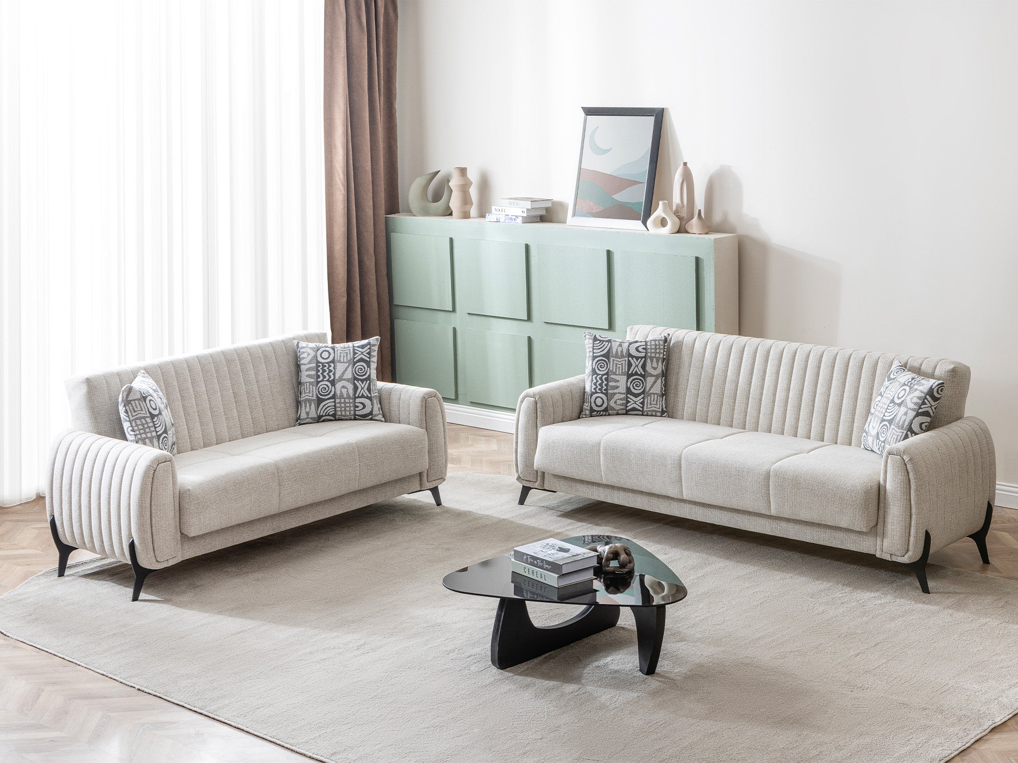 Palermo Convertible Sofa Cream