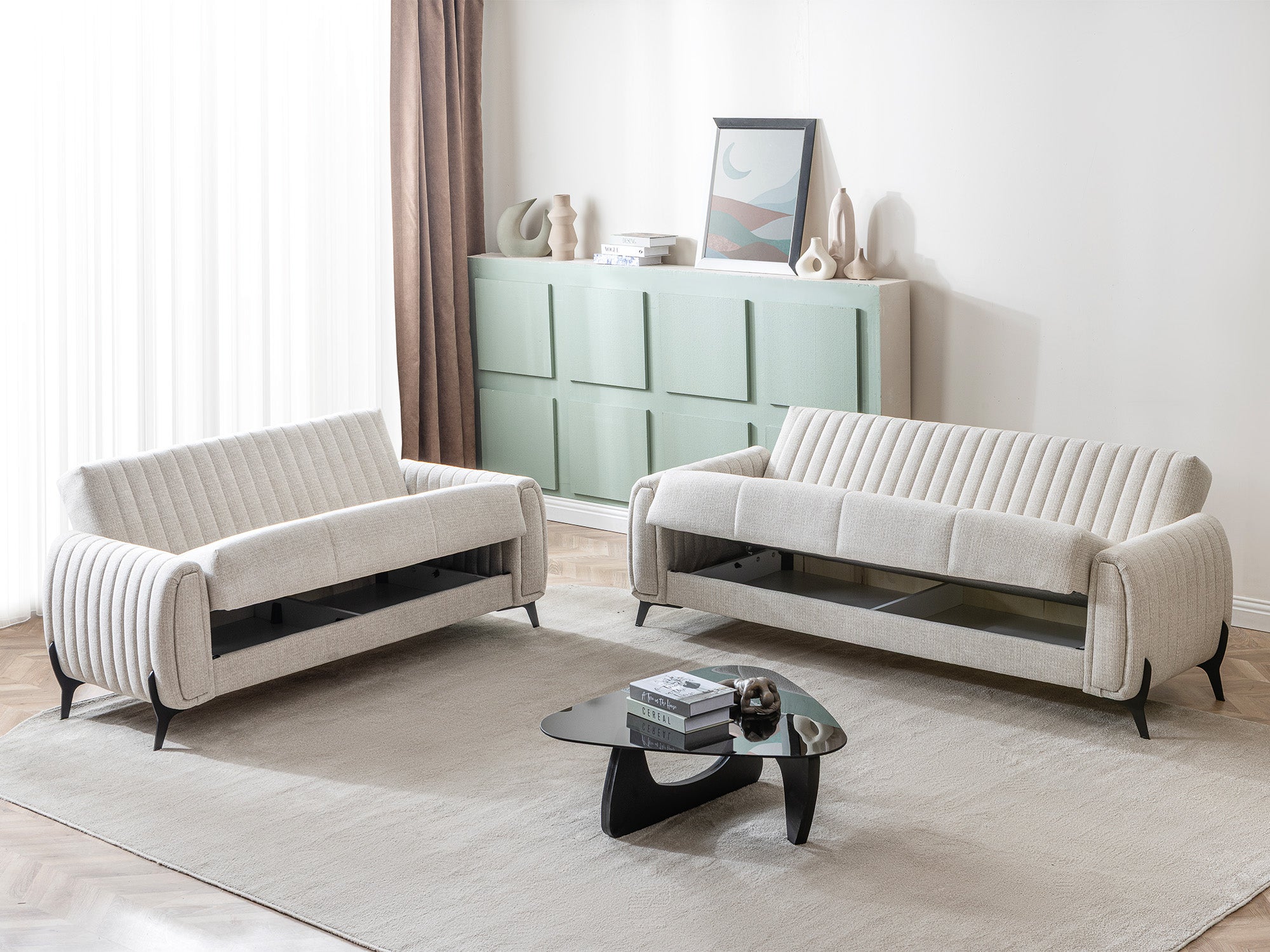 Palermo Convertible Sofa Cream
