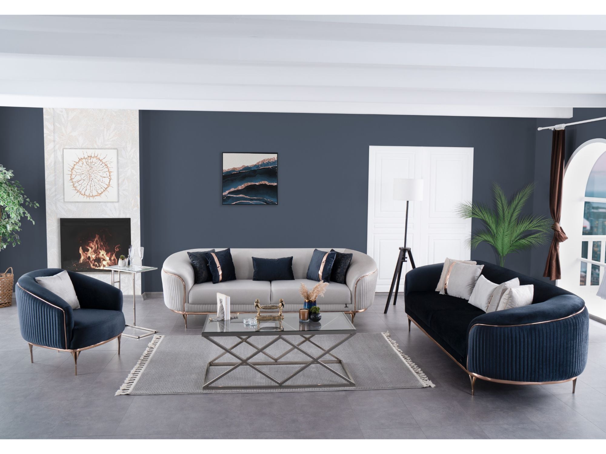 Pandora Stationary Livingroom (2 Sofa & 2 Chair) Anthracite