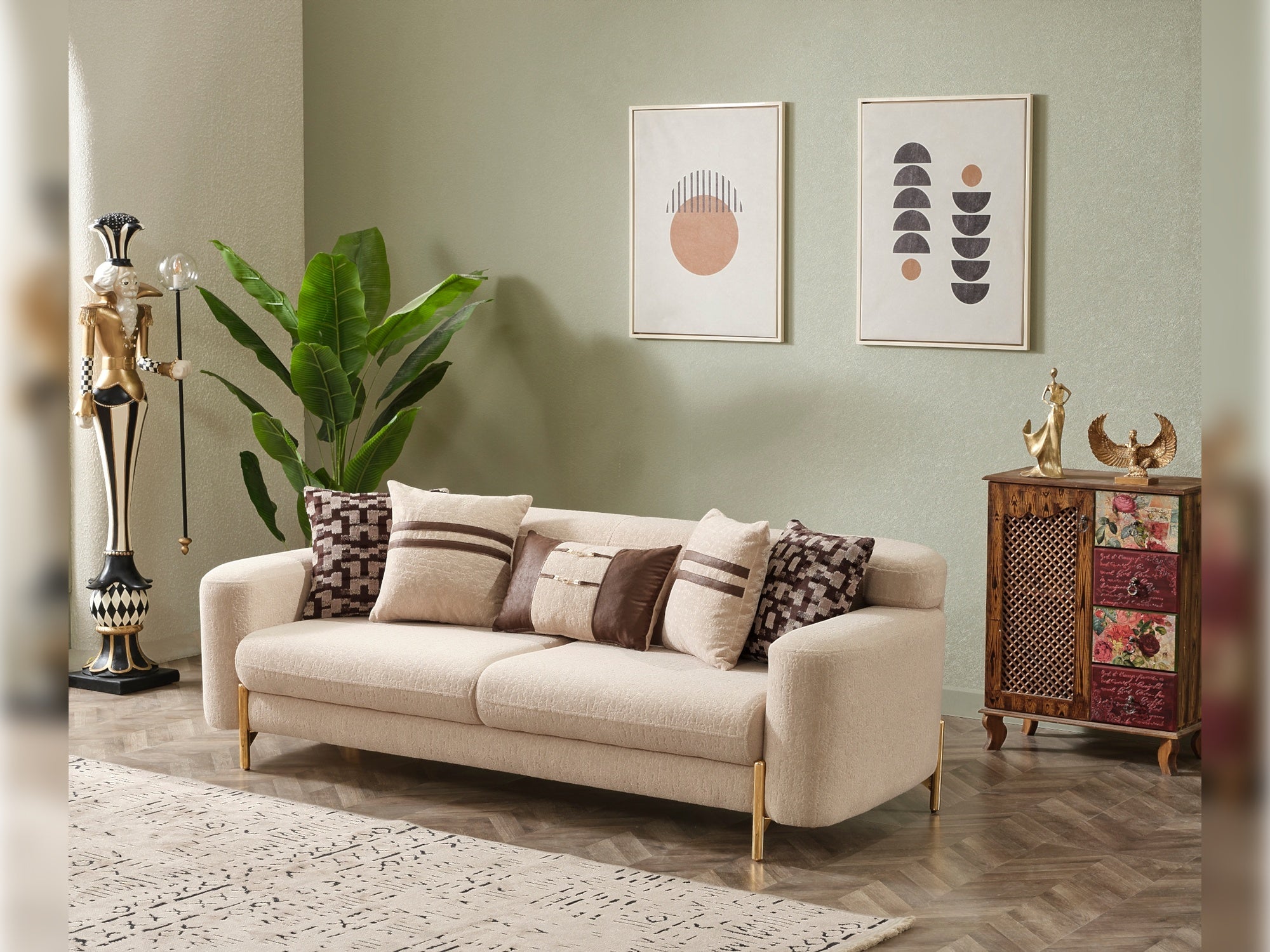 Shelby Stationary Livingroom (2 Sofa & 2 Chair) Beige