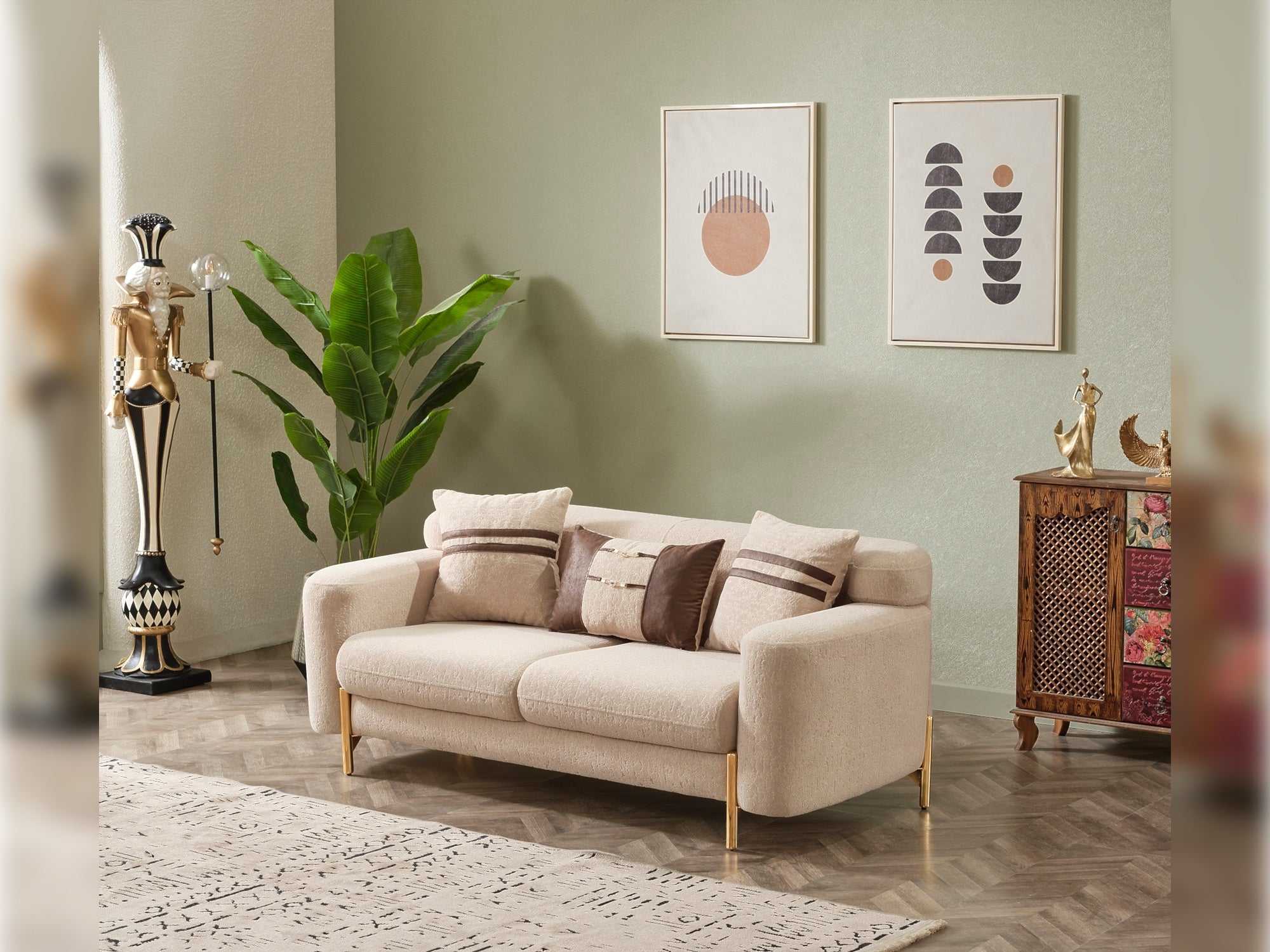 Shelby Stationary Livingroom (2 Sofa & 2 Chair) Beige