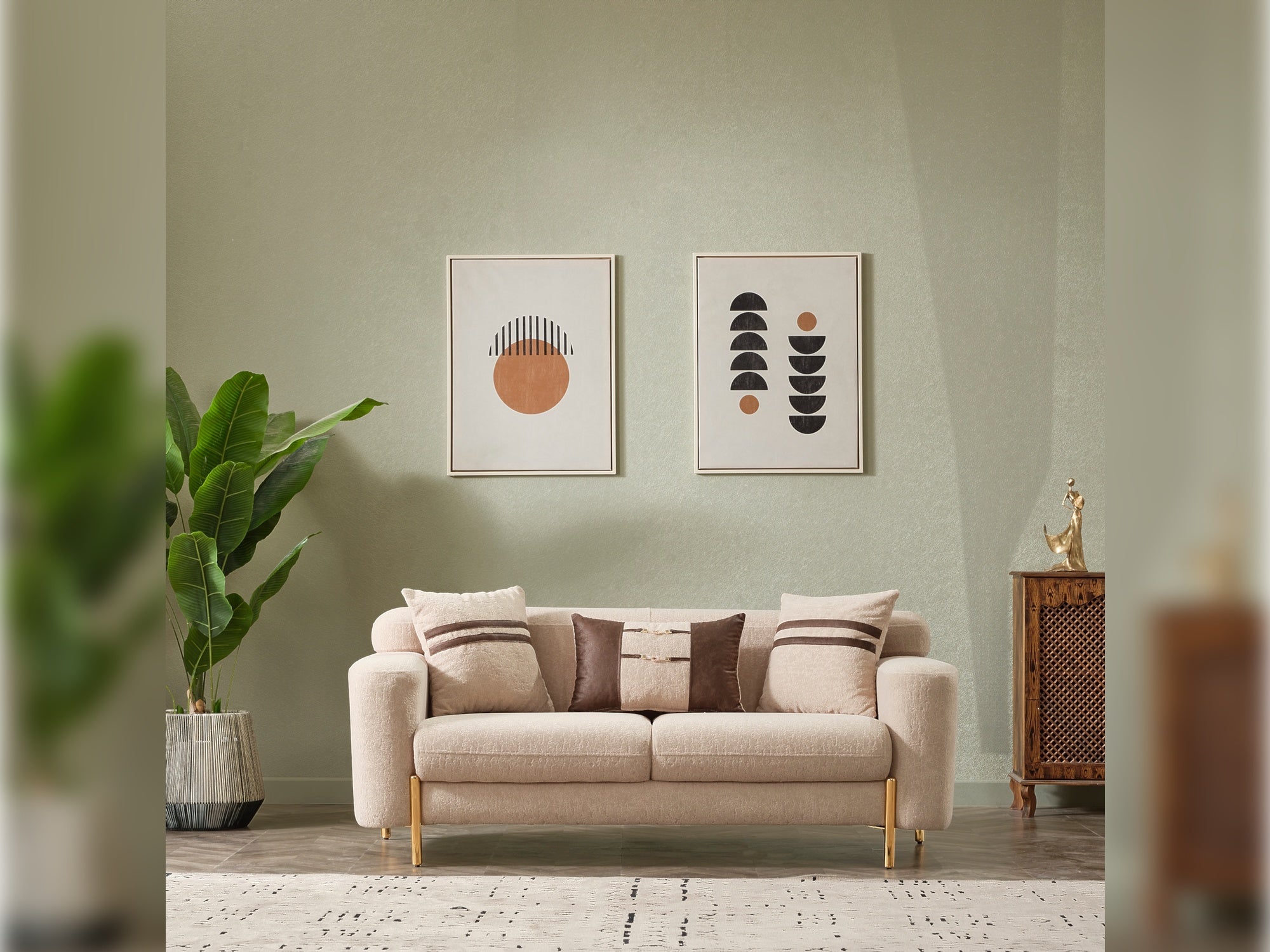 Shelby Stationary Livingroom (2 Sofa & 2 Chair) Beige