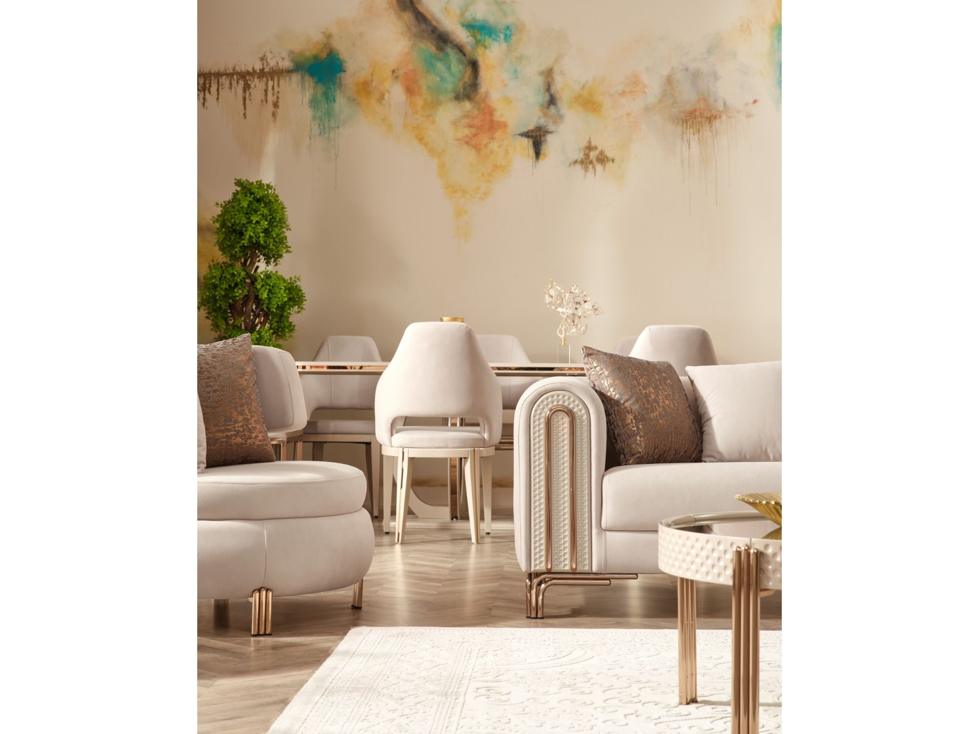 Paris Stationary Loveseat Cream