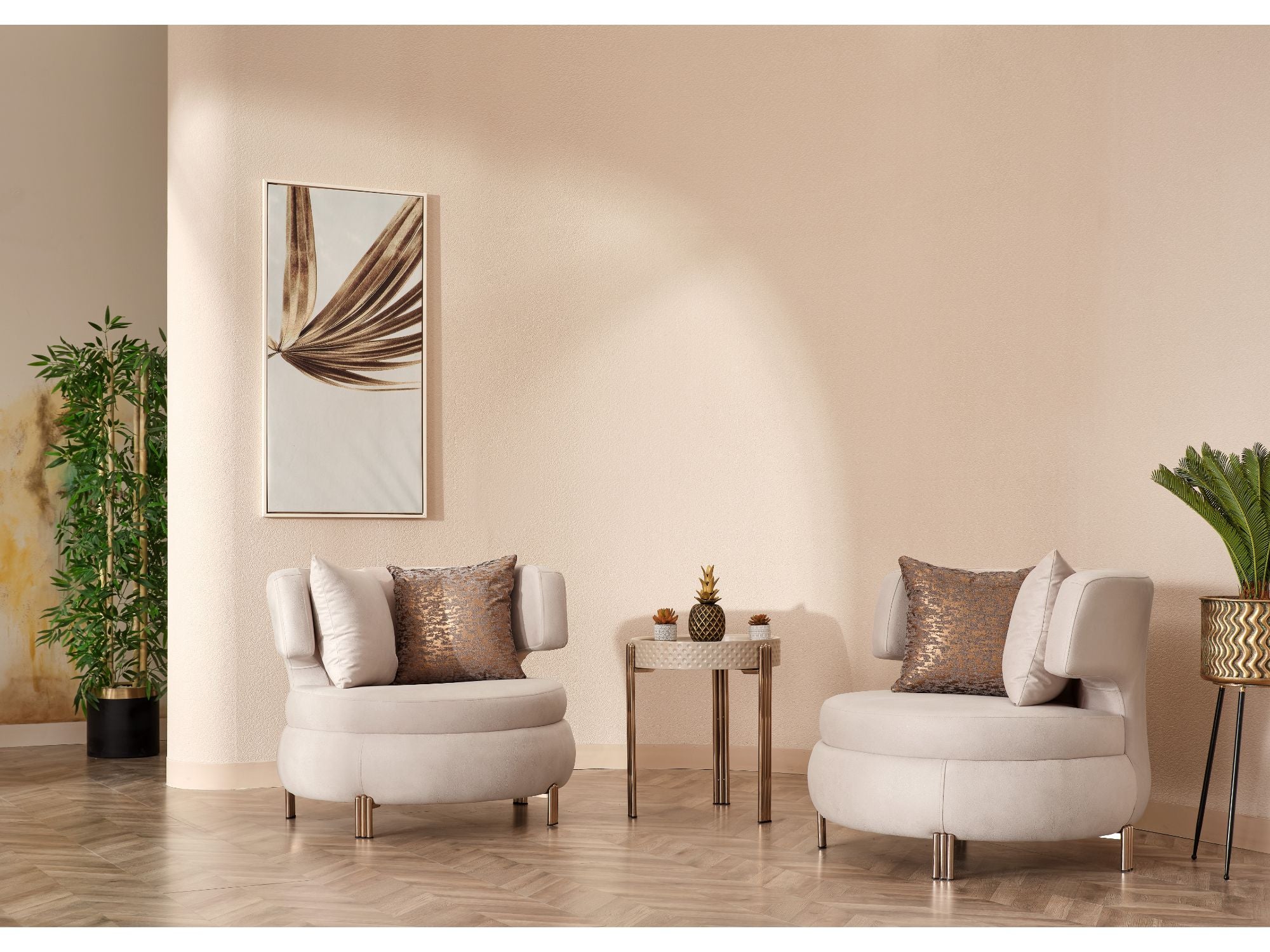Paris Stationary Livingroom (2 Sofa & 2 Chair) Cream