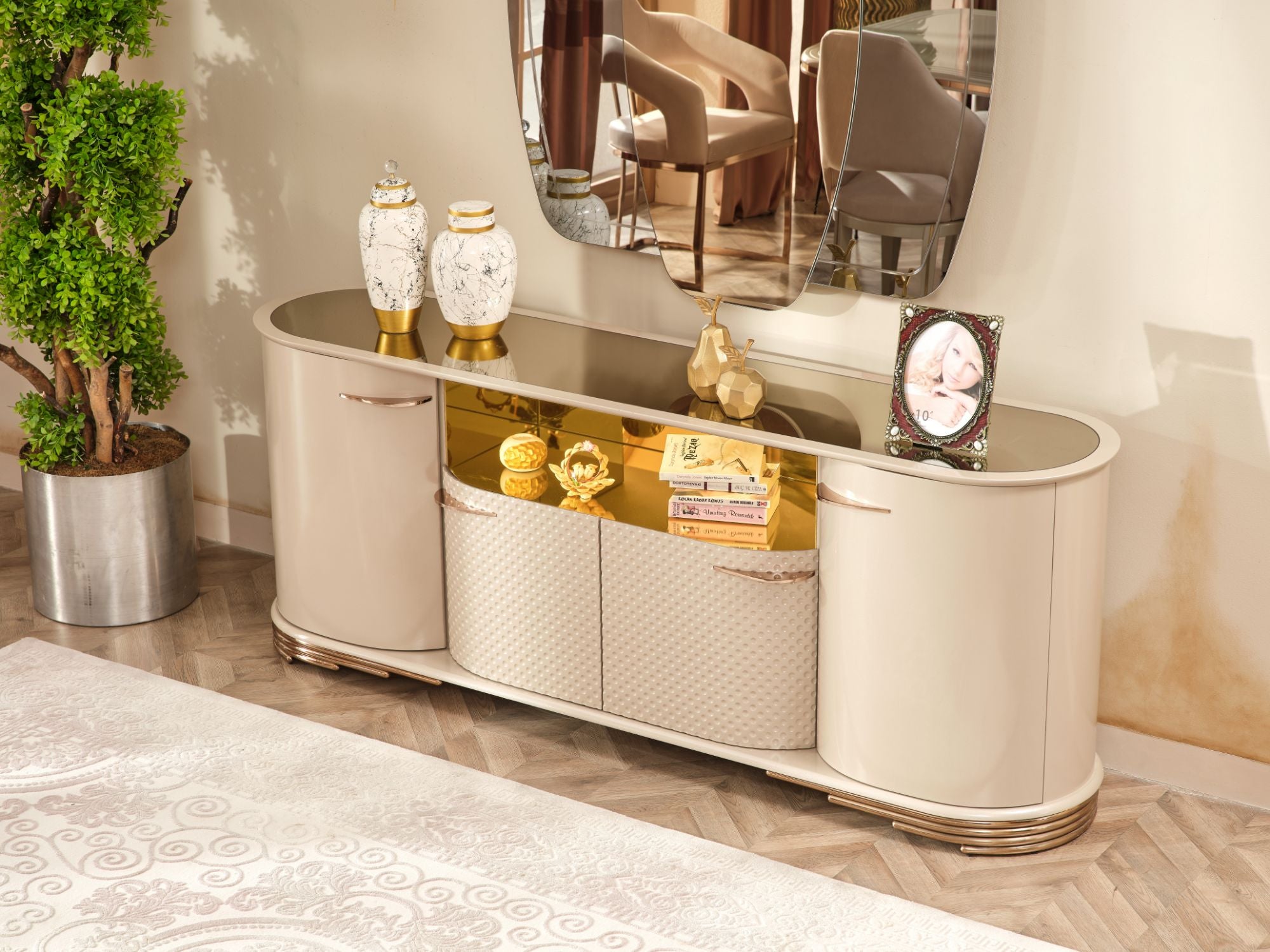 Paris Diningroom (Consol With Mirror & Dining Table & 6 Dining Chair)