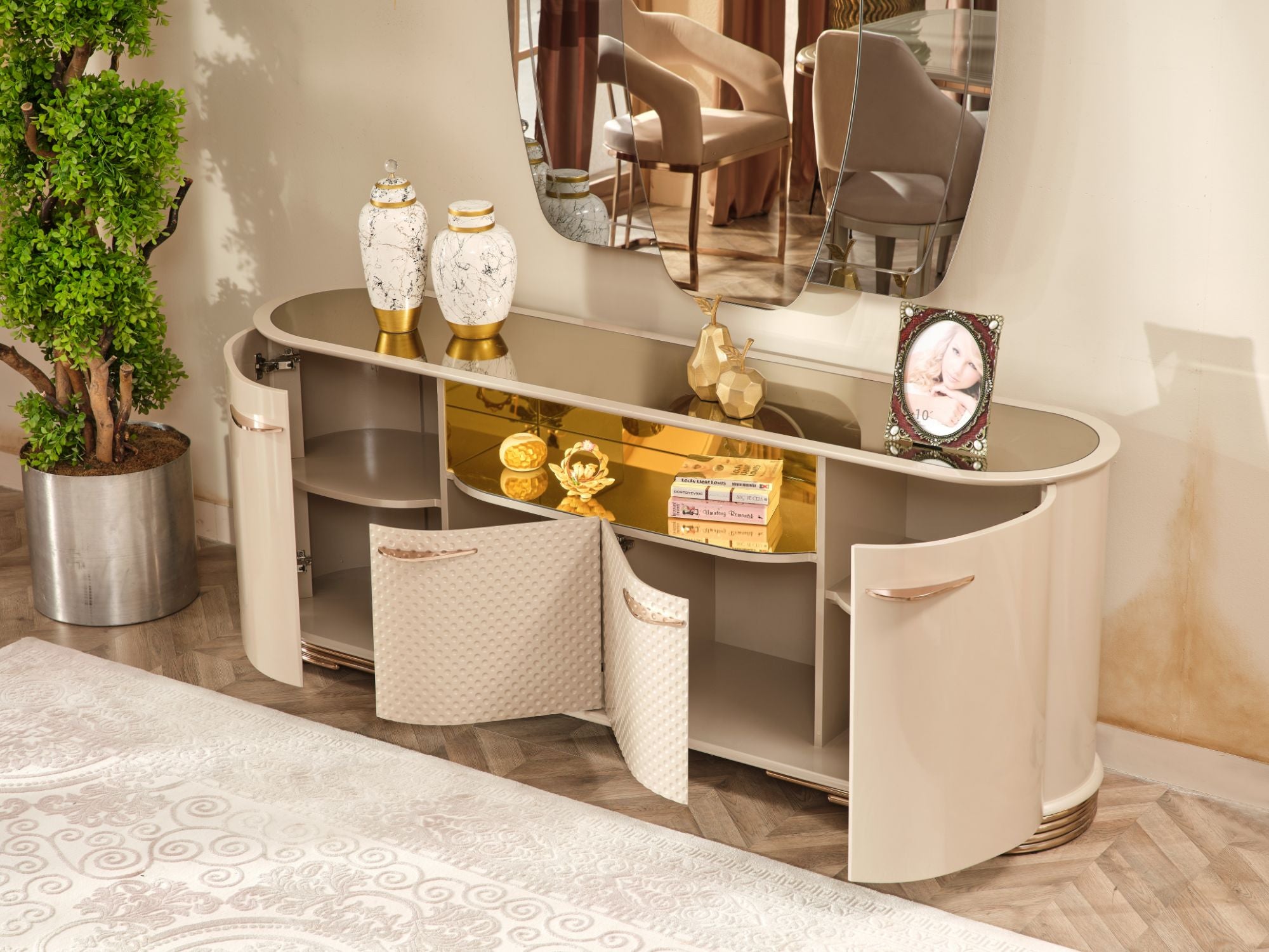 Paris Diningroom (Consol With Mirror & Dining Table & 6 Dining Chair)