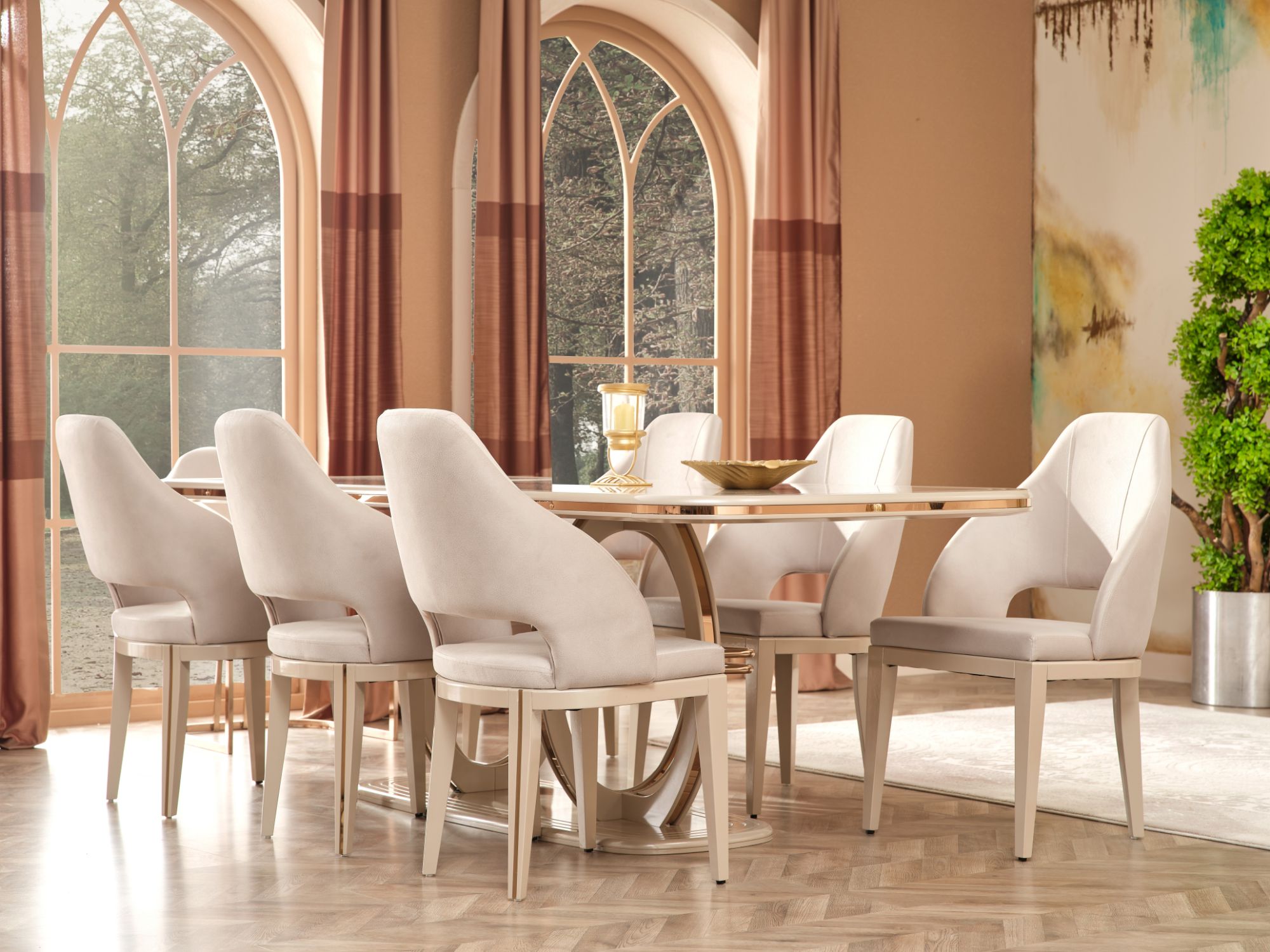 Paris Diningroom (Consol With Mirror & Dining Table & 6 Dining Chair)