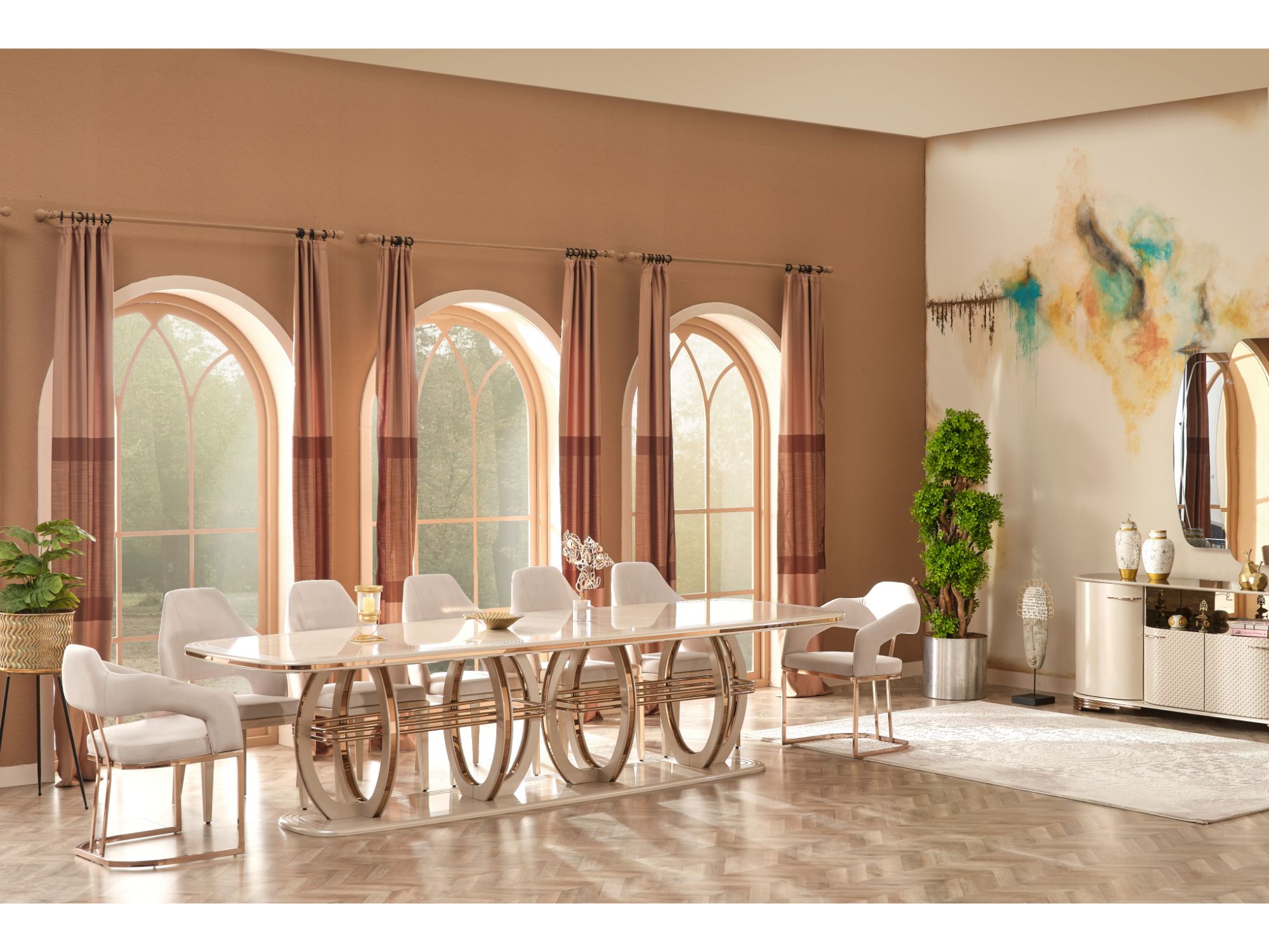 Paris Diningroom (Consol With Mirror & Dining Table & 6 Dining Chair)