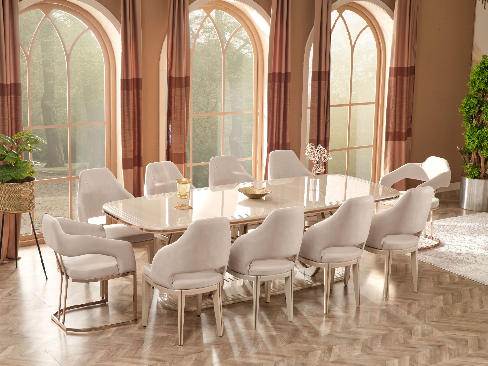 Paris Diningroom (Consol With Mirror & Dining Table & 6 Dining Chair)