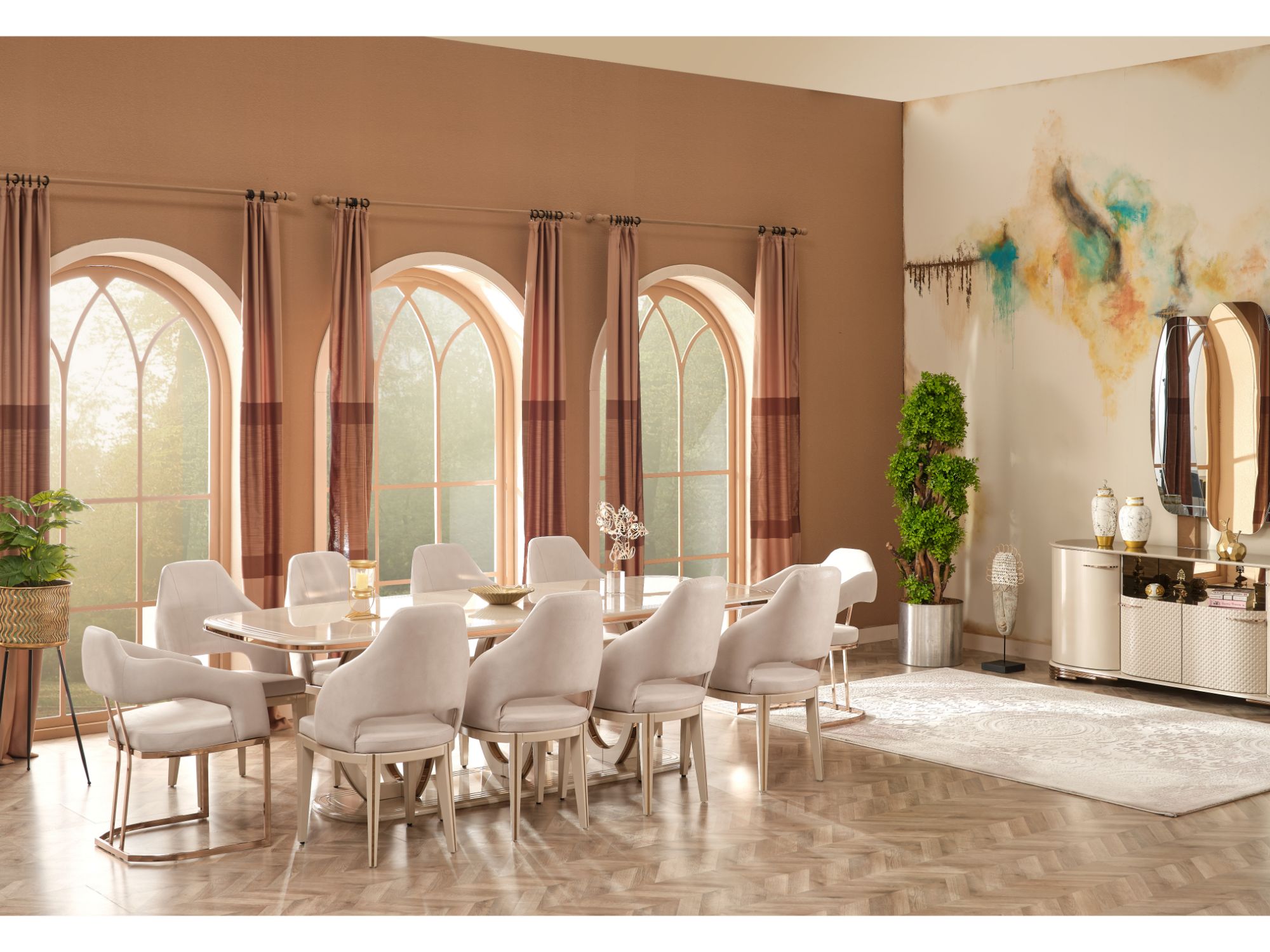 Paris Diningroom (Consol With Mirror & Dining Table & 6 Dining Chair)