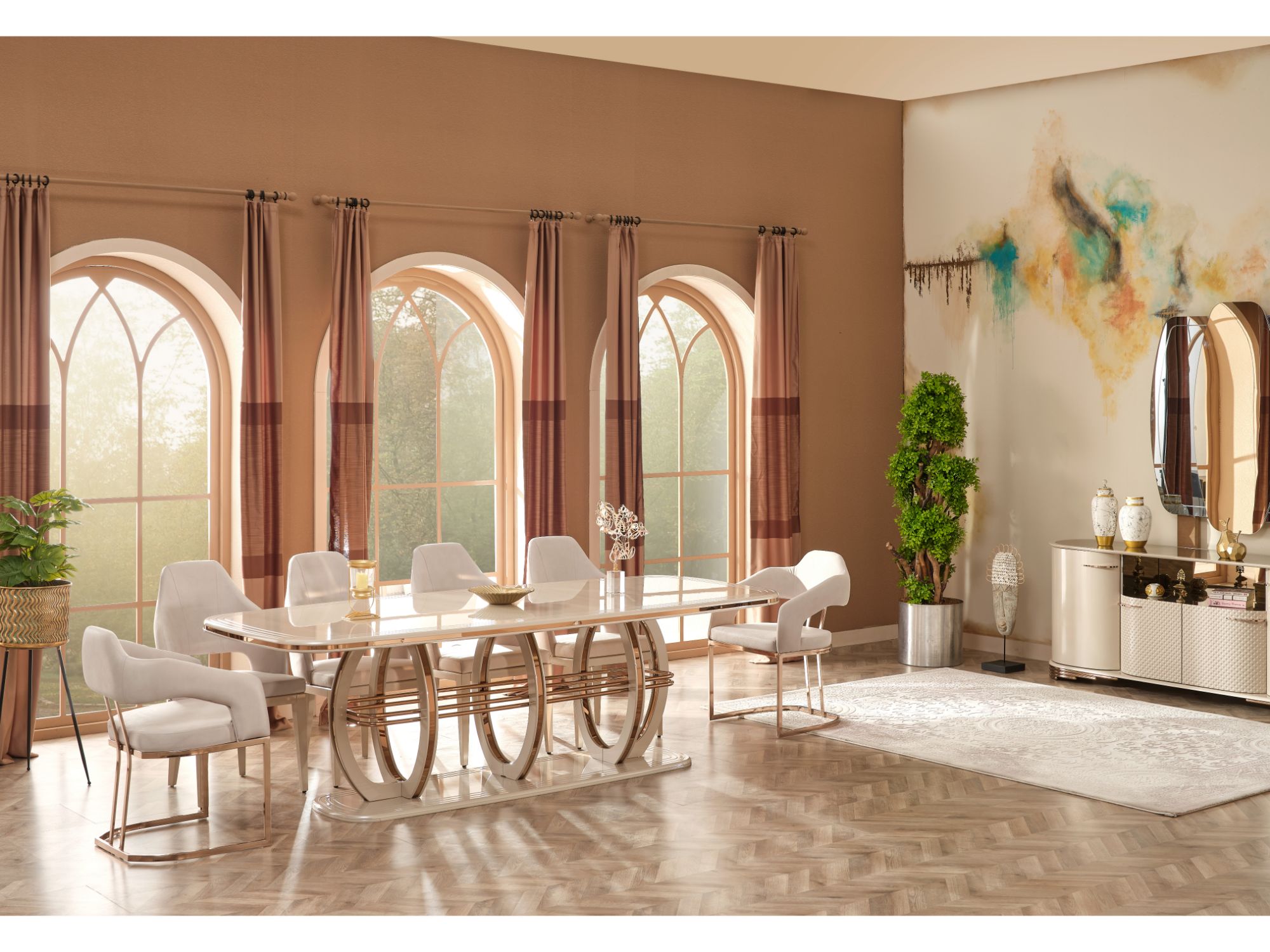 Paris Diningroom (Consol With Mirror & Dining Table & 6 Dining Chair)