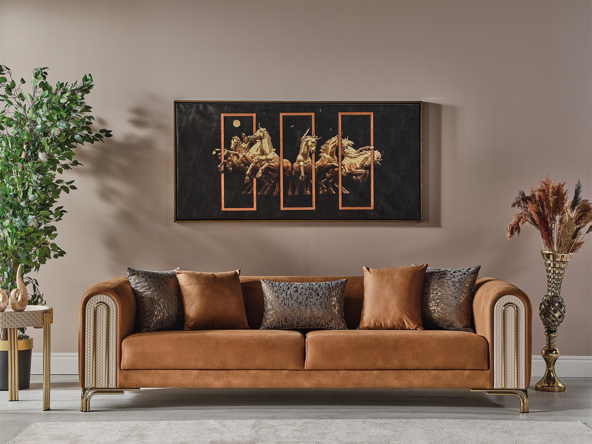 Paris Stationary 4 Seat Sofa Brown