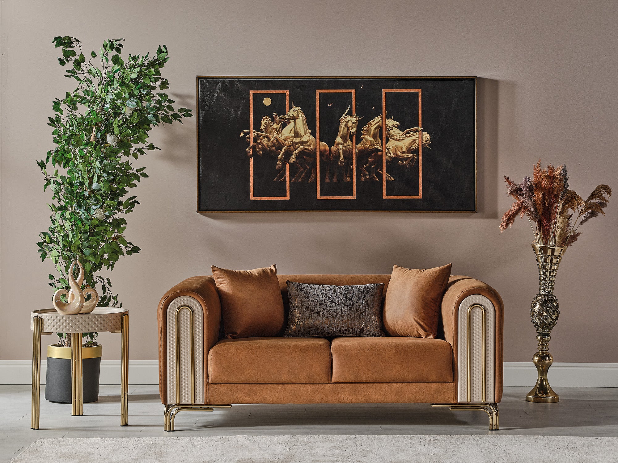 Paris Stationary Loveseat Brown