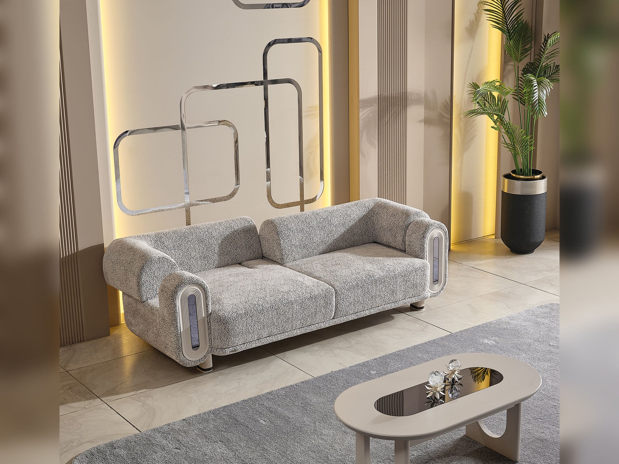 Parma Convertible Sofa Light Grey