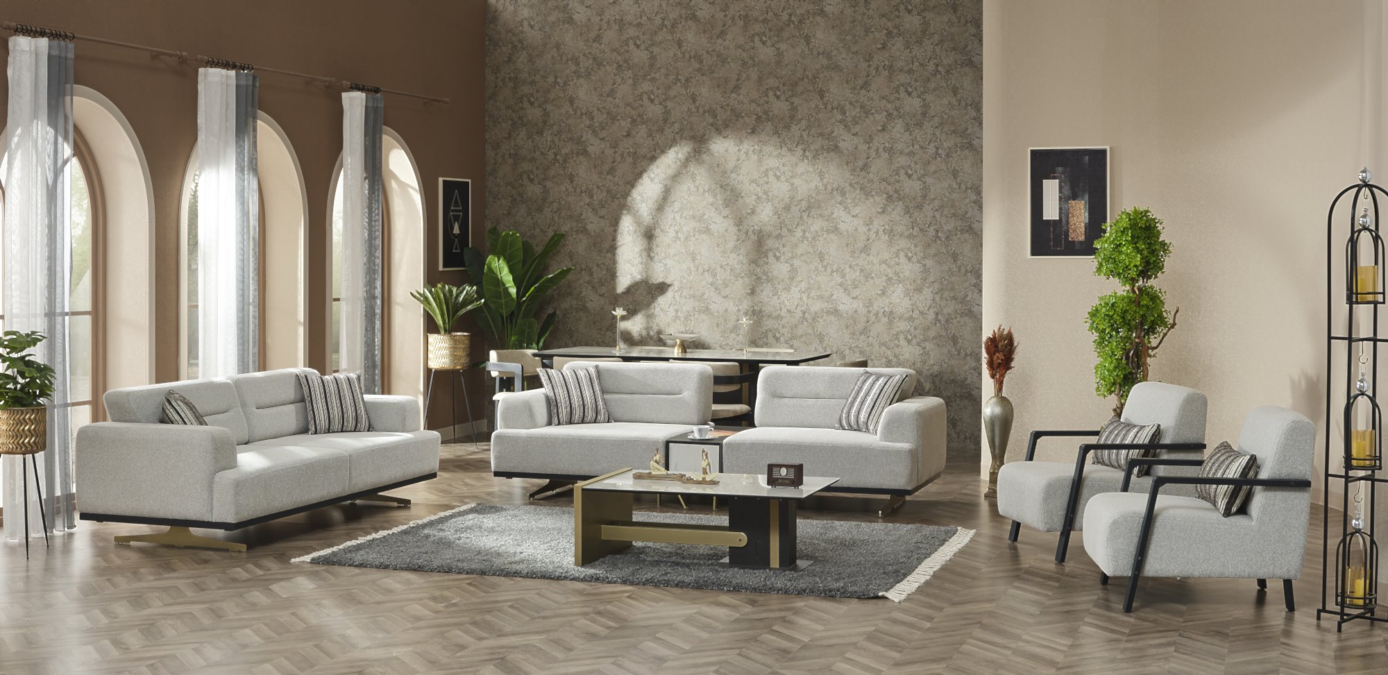 Pendik Convertible Livingroom Set (1 Sofa & 1 Module Sofa & 2 Chair)