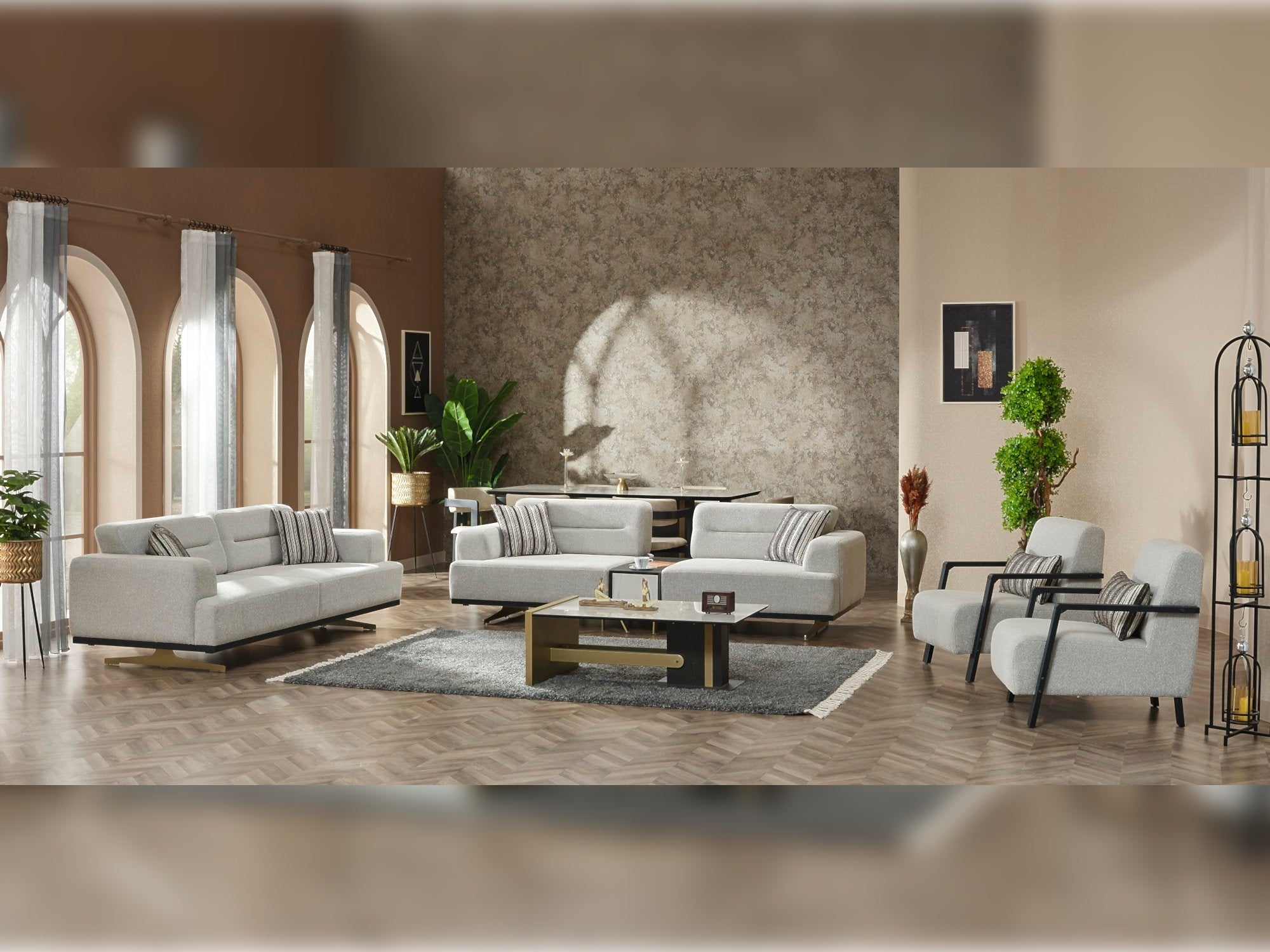 Pendik Convertible Livingroom Set (1 Sofa & 1 Module Sofa & 2 Chair)