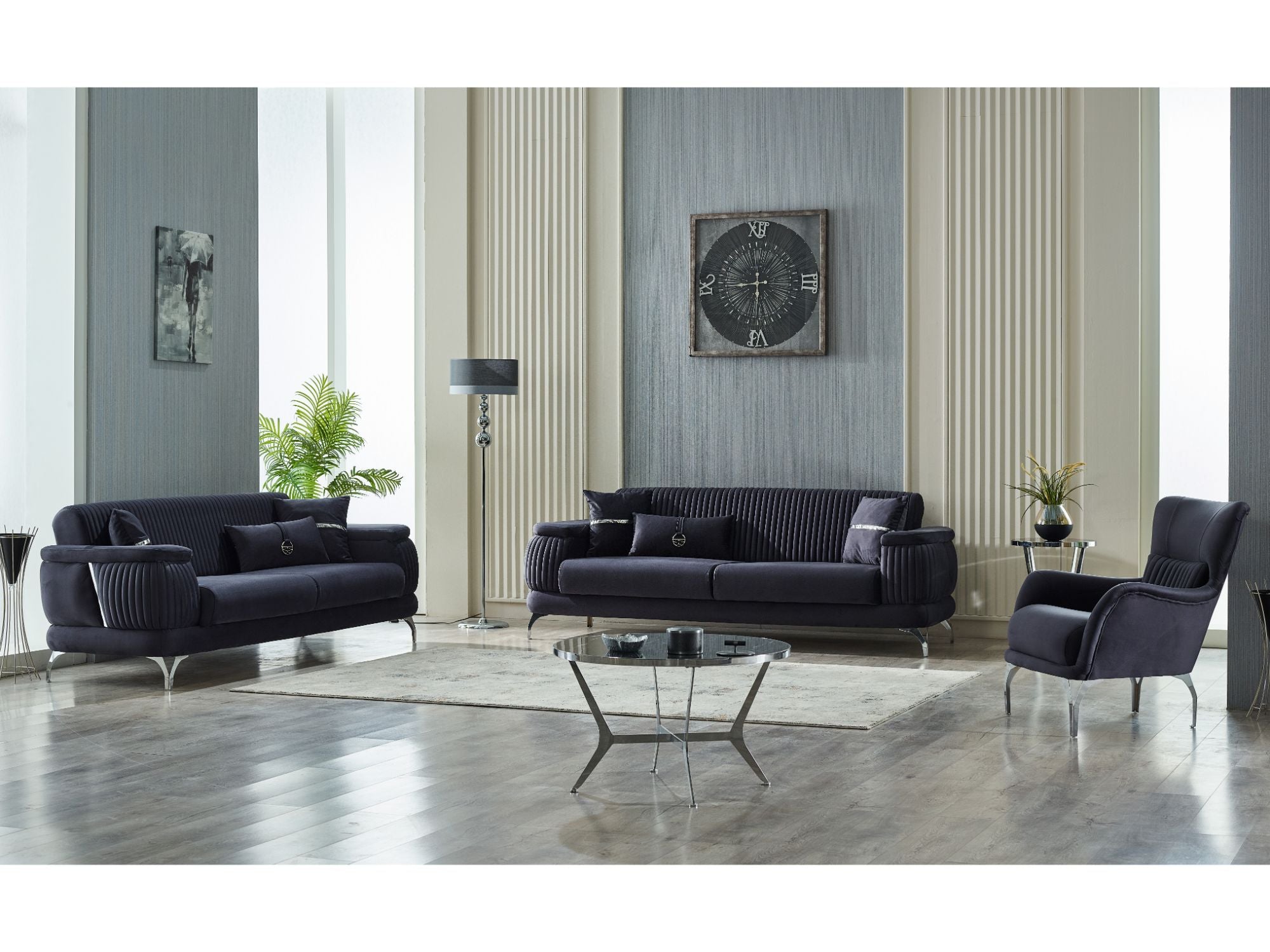 Resital Convertible Livingroom Set (2 Sofa & 2 Chair) Anthracite