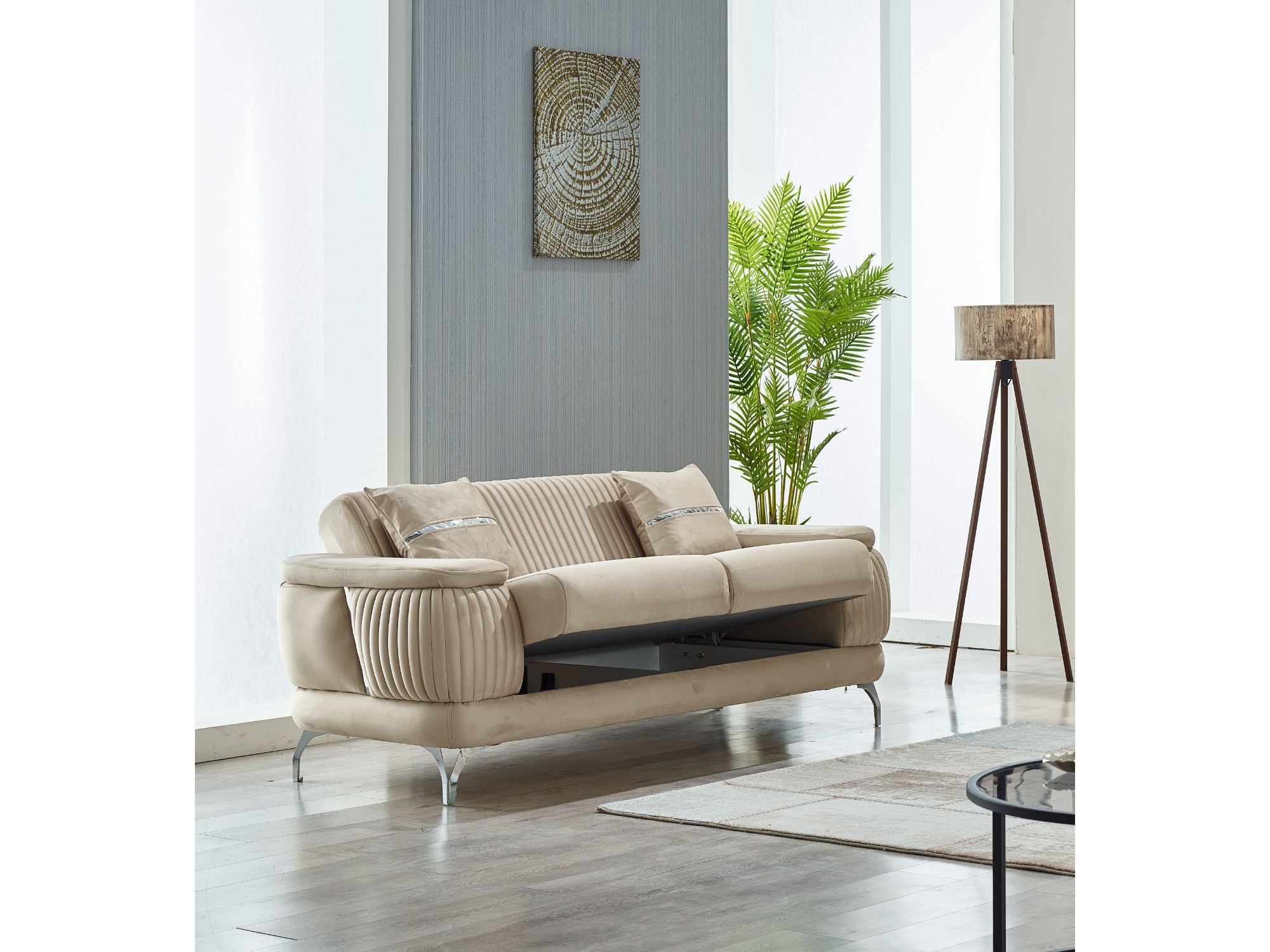 Resital Convertible Livingroom Set (2 Sofa & 2 Chair) Beige