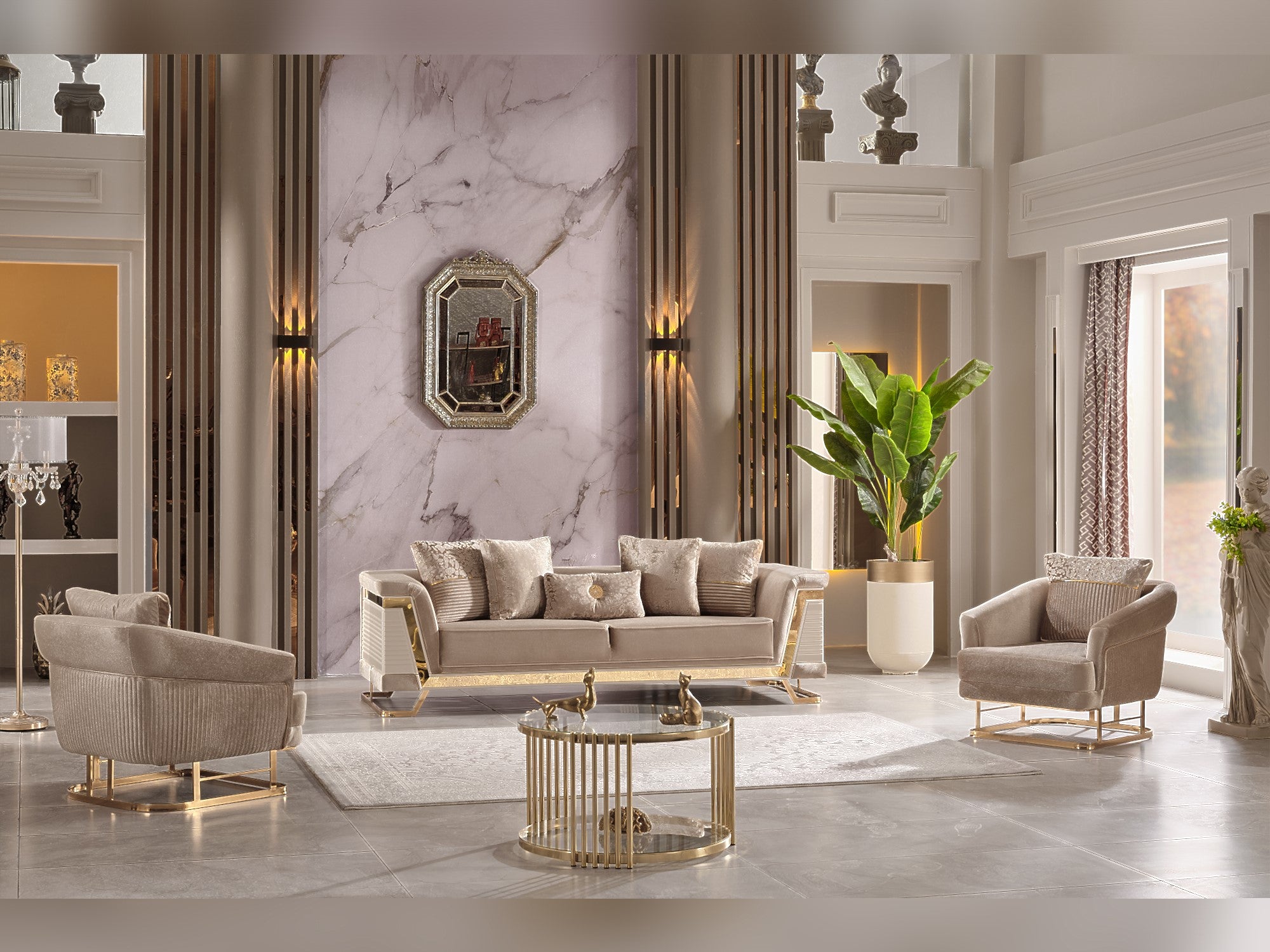 Rixos Stationary Livingroom (2 Sofa & 2 Chair) Beige