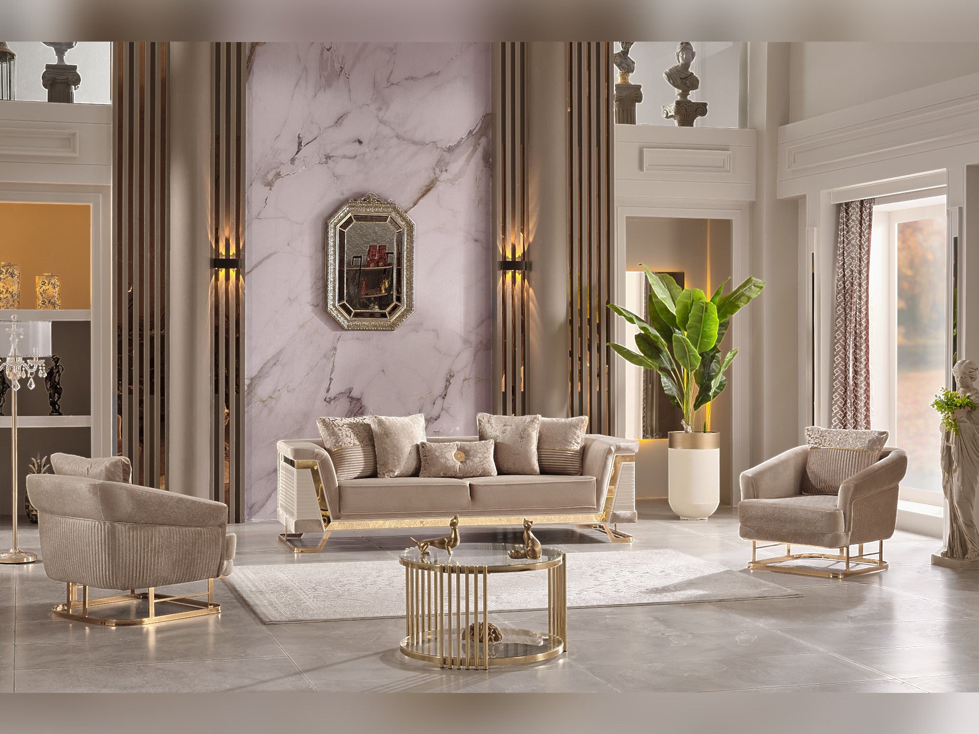 Rixos Stationary Livingroom (2 Sofa & 2 Chair) Beige