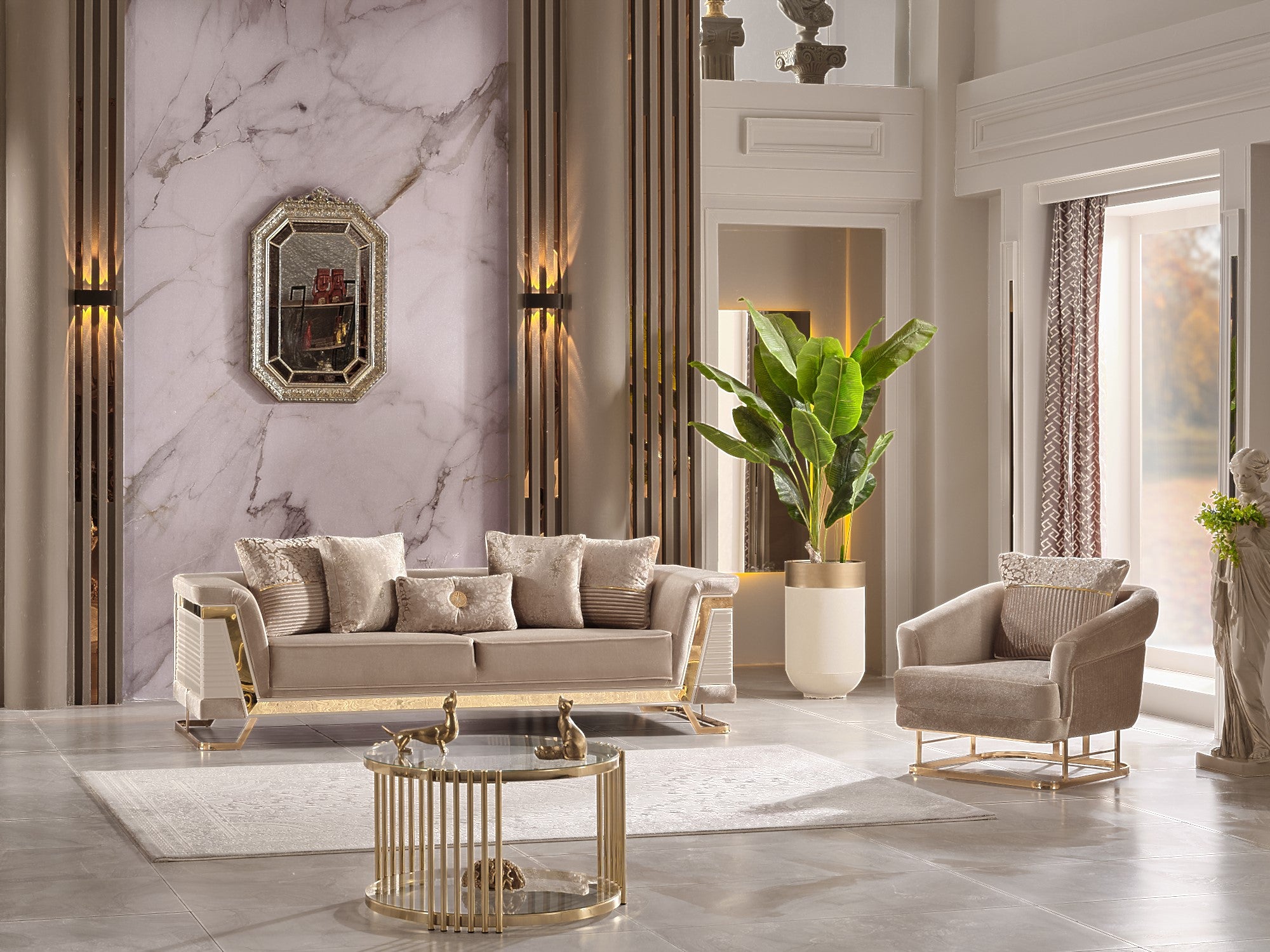 Rixos Stationary Livingroom (2 Sofa & 2 Chair) Beige