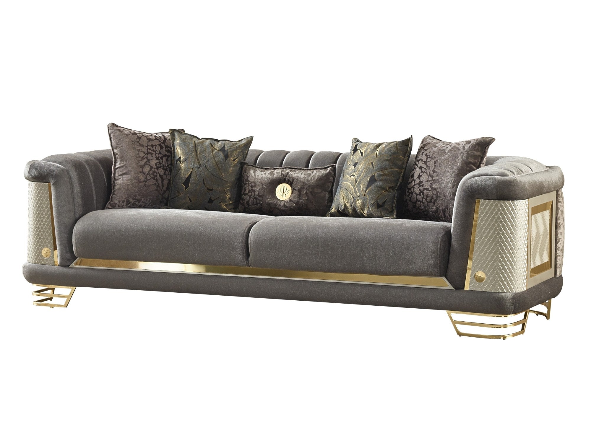 Romans Stationary Livingroom (2 Sofa & 2 Chair) Grey