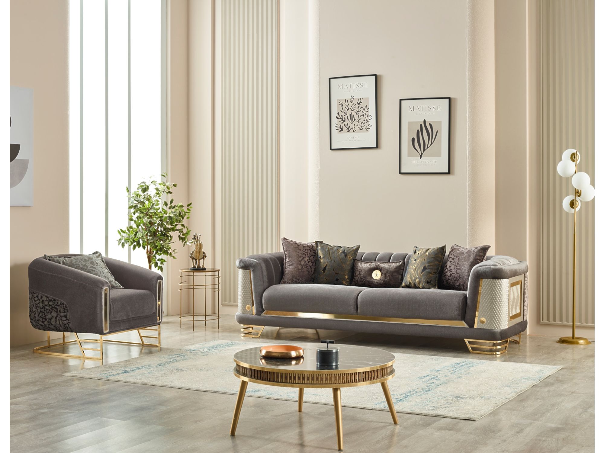 Romans Stationary Sofa Grey