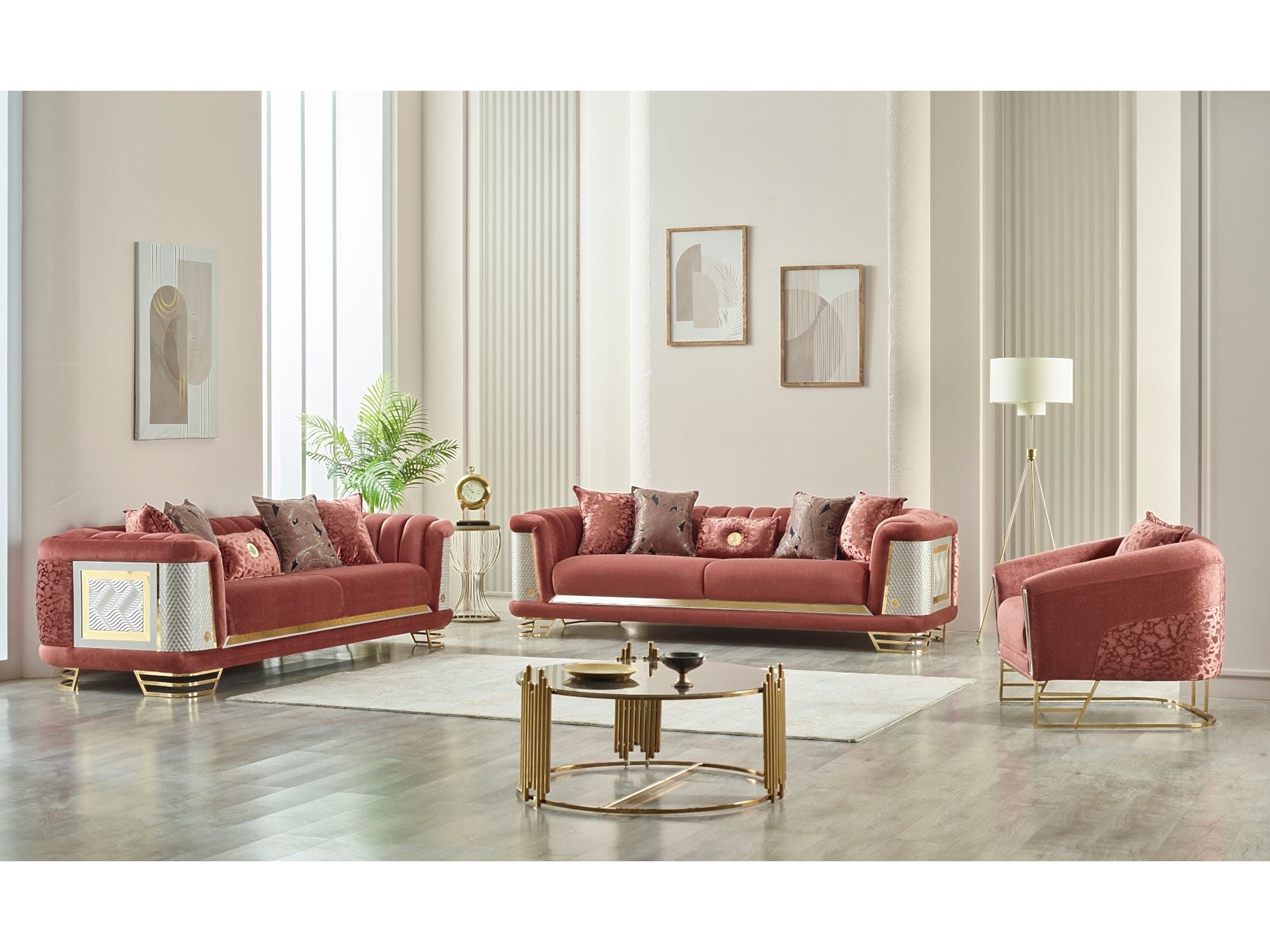 Romans 3-pieces (Sofa & Loveseat & Chair) Livingroom Set Brick