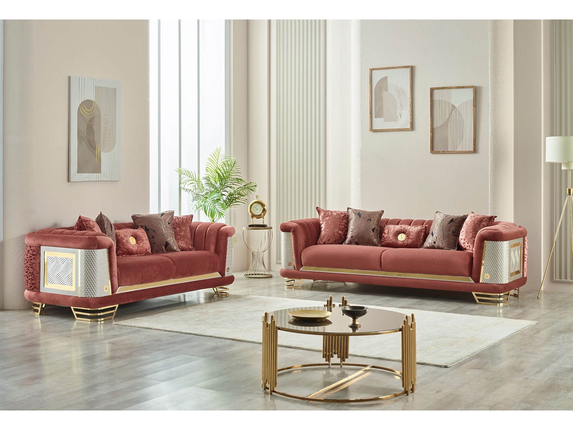 Romans Stationary Livingroom (2 Sofa & 2 Chair) Brick