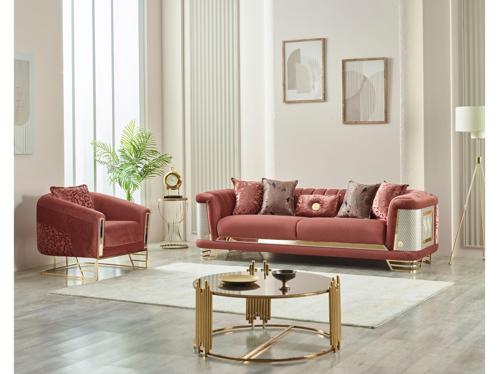 Romans Stationary Livingroom (2 Sofa & 2 Chair) Brick