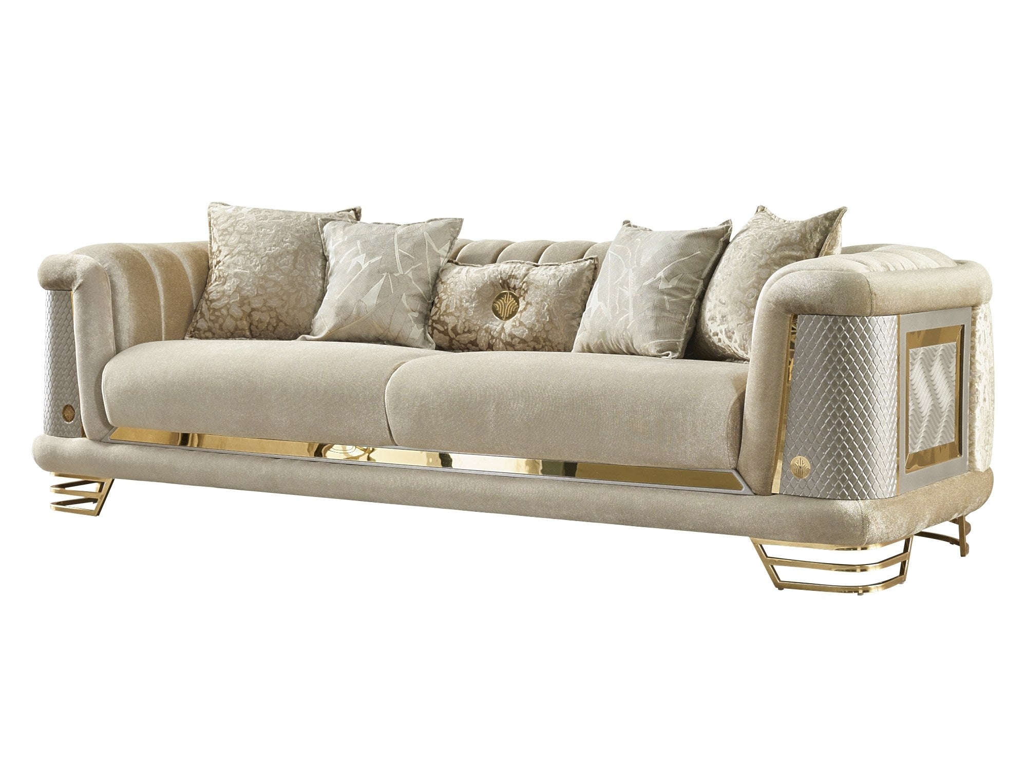 Romans Stationary Livingroom (2 Sofa & 2 Chair) Beige