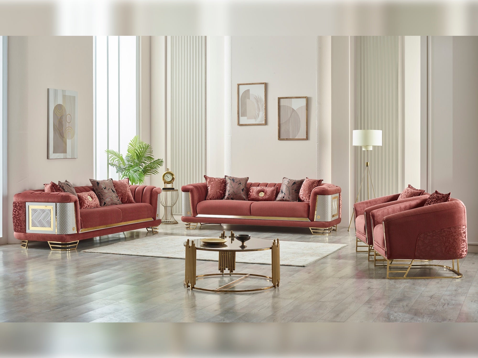 Romans Stationary Livingroom (2 Sofa & 2 Chair) Brick
