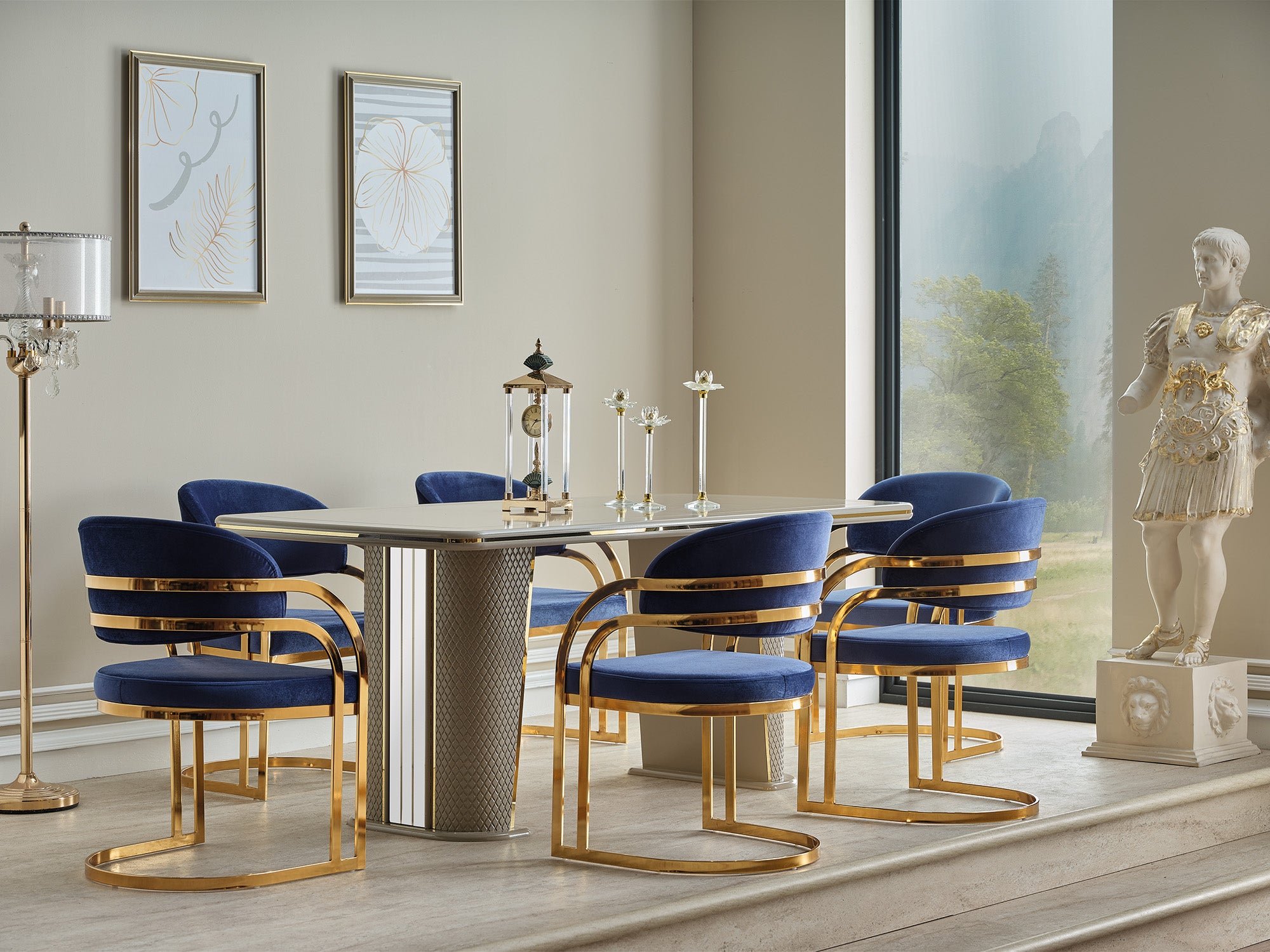 Romans Dining Chair Navy Blue