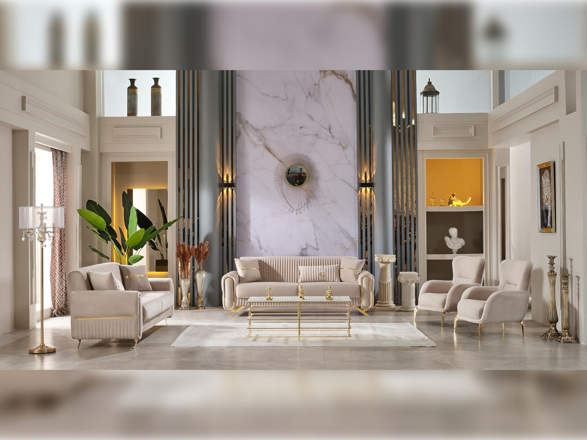 Royal Convertible Livingroom Set (2 Sofa & 2 Chair) Beige