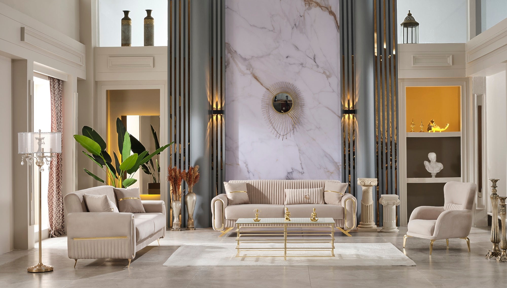 Royal Convertible Livingroom Set (2 Sofa & 2 Chair) Beige