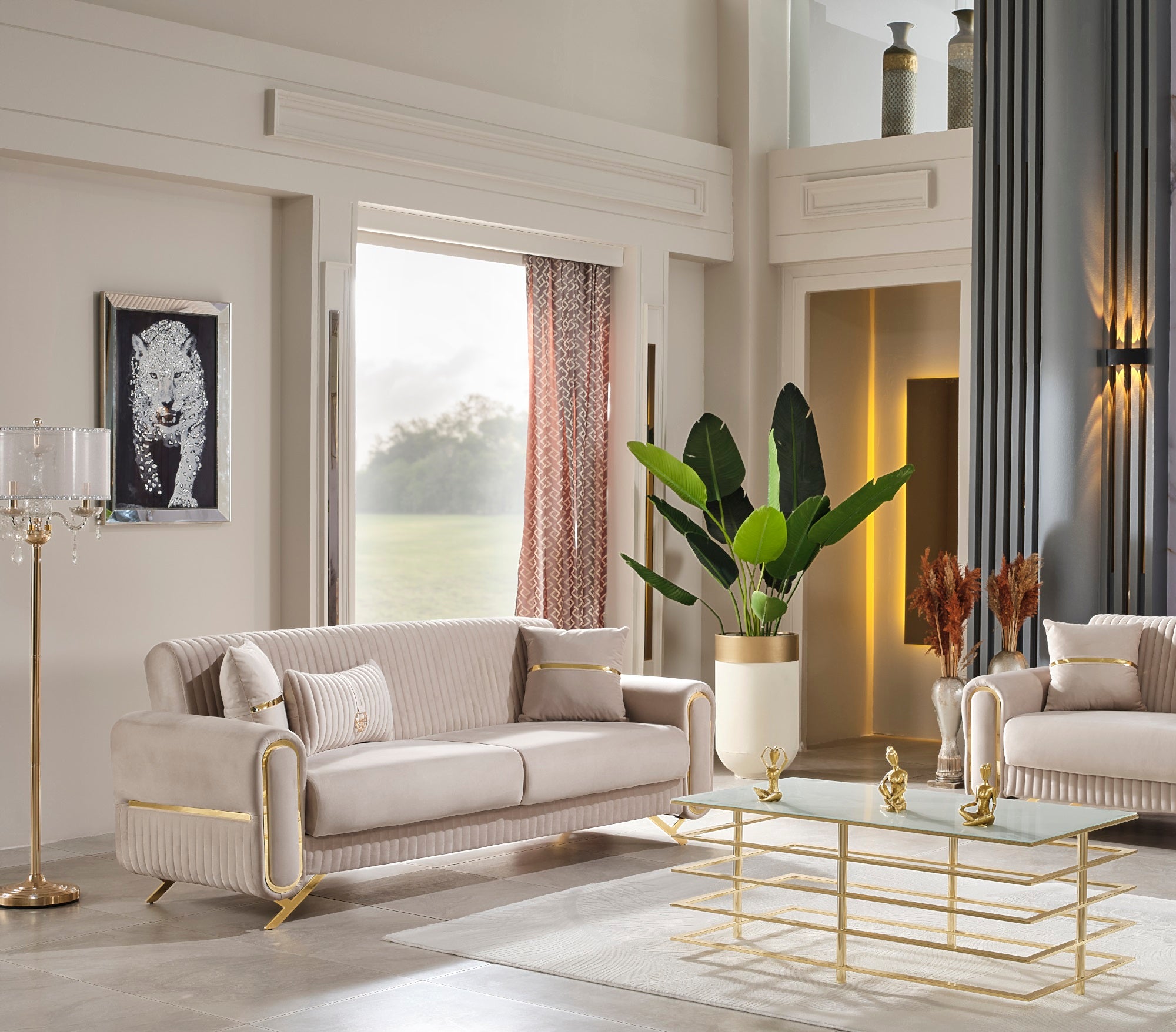 Royal Convertible Livingroom Set (2 Sofa & 2 Chair) Beige