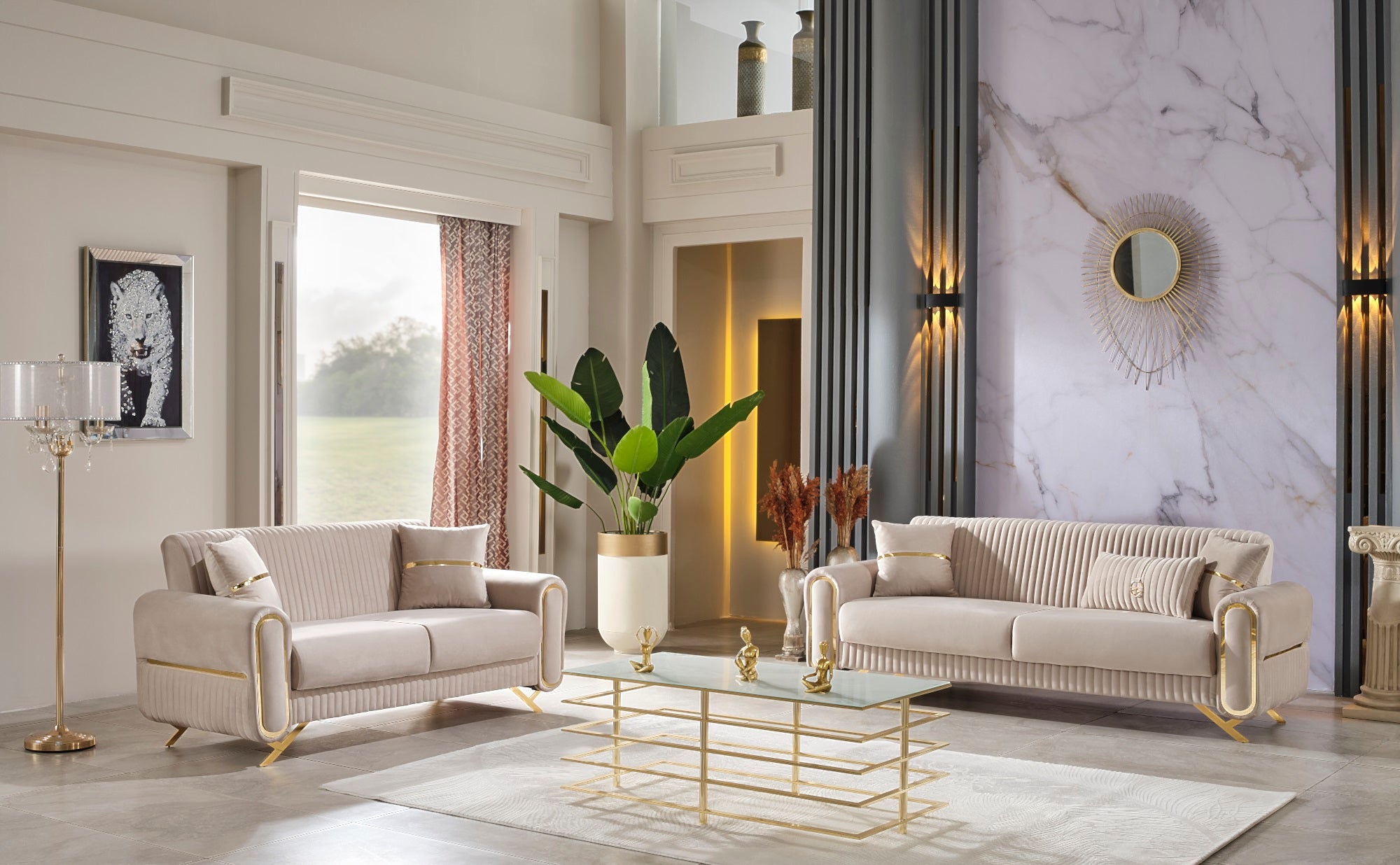 Royal Convertible Livingroom Set (2 Sofa & 2 Chair) Beige