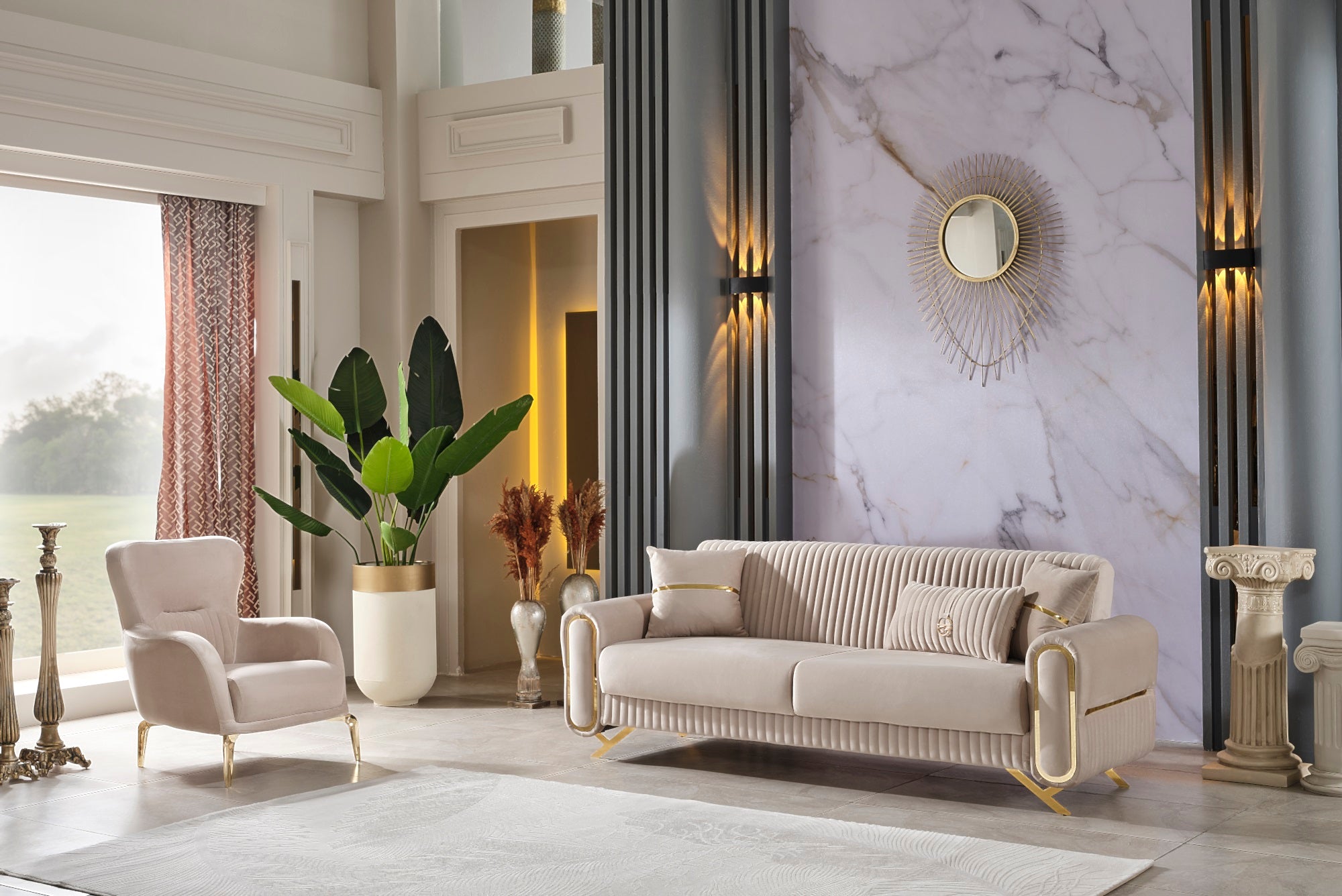 Royal Convertible Livingroom Set (2 Sofa & 2 Chair) Beige