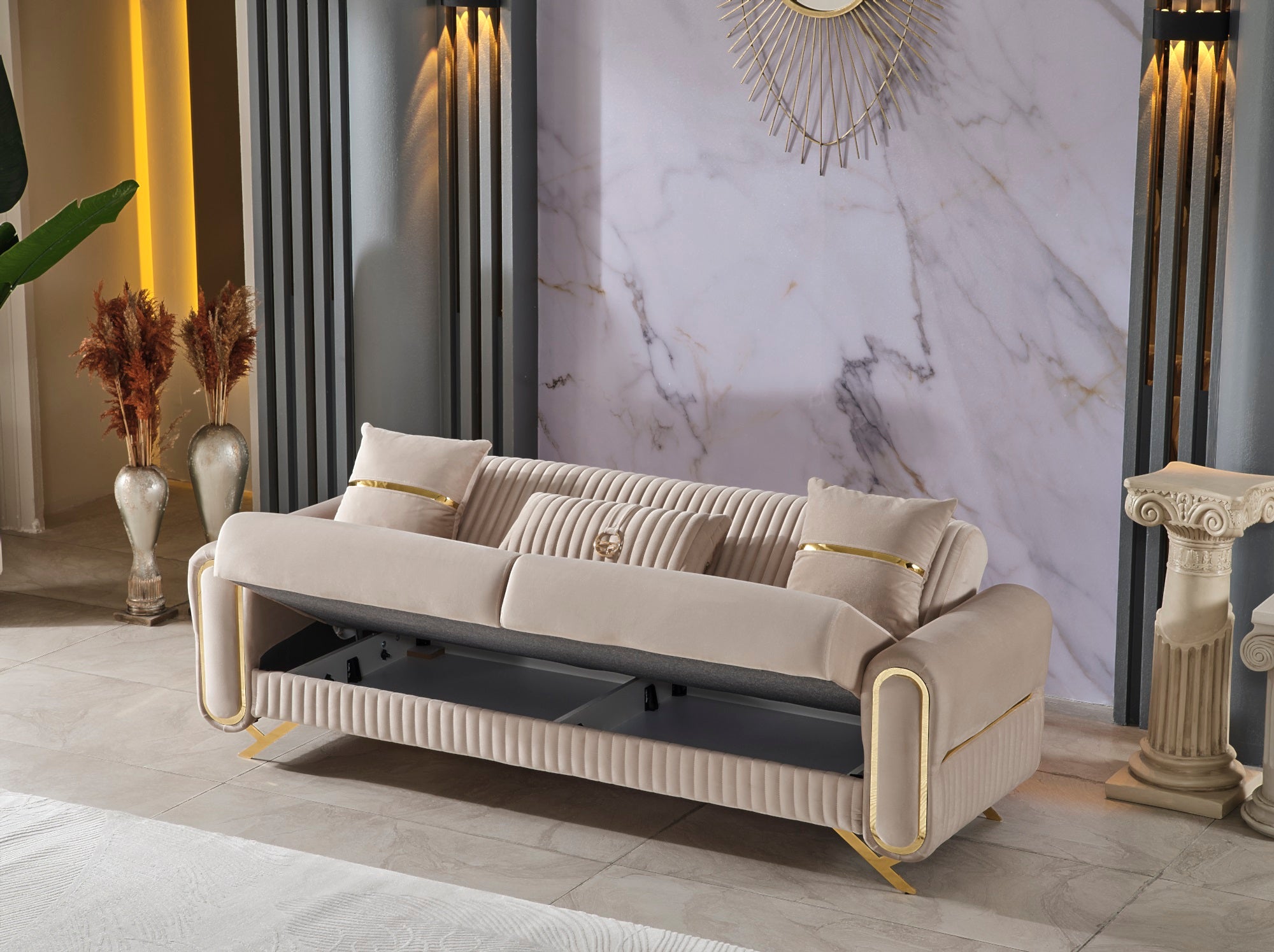 Royal Convertible Livingroom Set (2 Sofa & 2 Chair) Beige