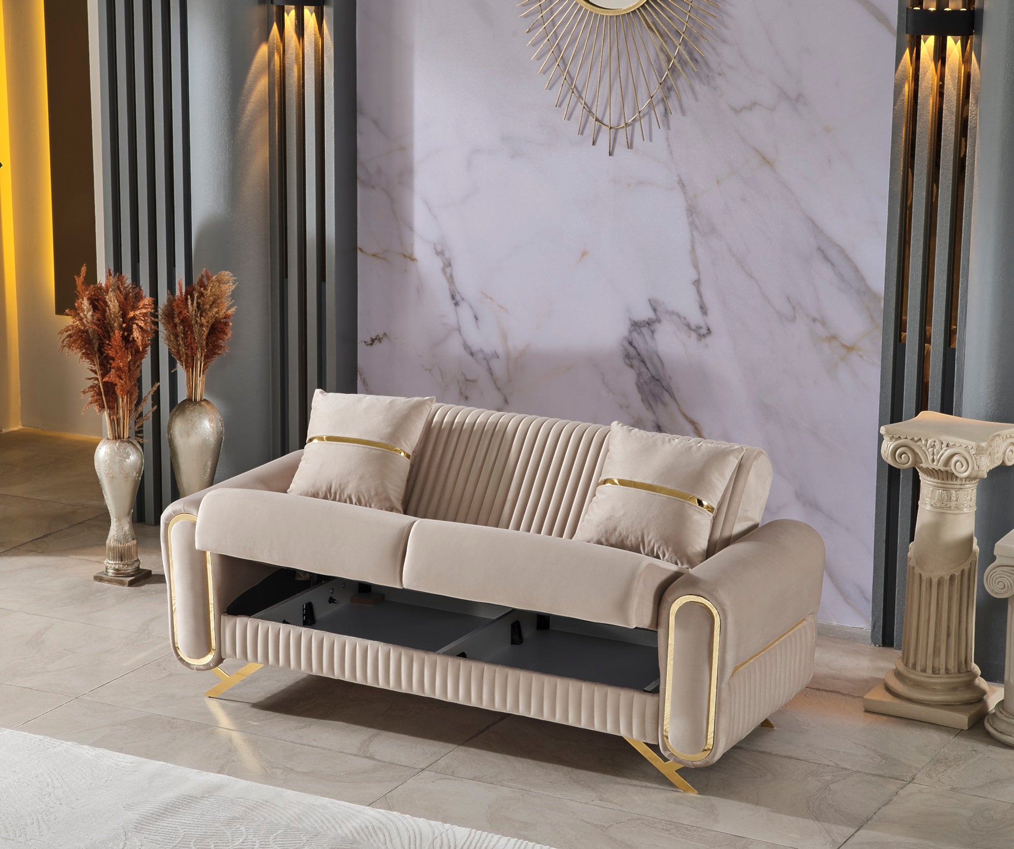 Royal Convertible Livingroom Set (2 Sofa & 2 Chair) Beige