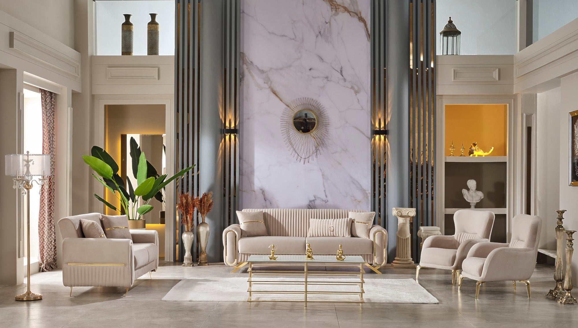 Royal Convertible Livingroom Set (2 Sofa & 2 Chair) Beige