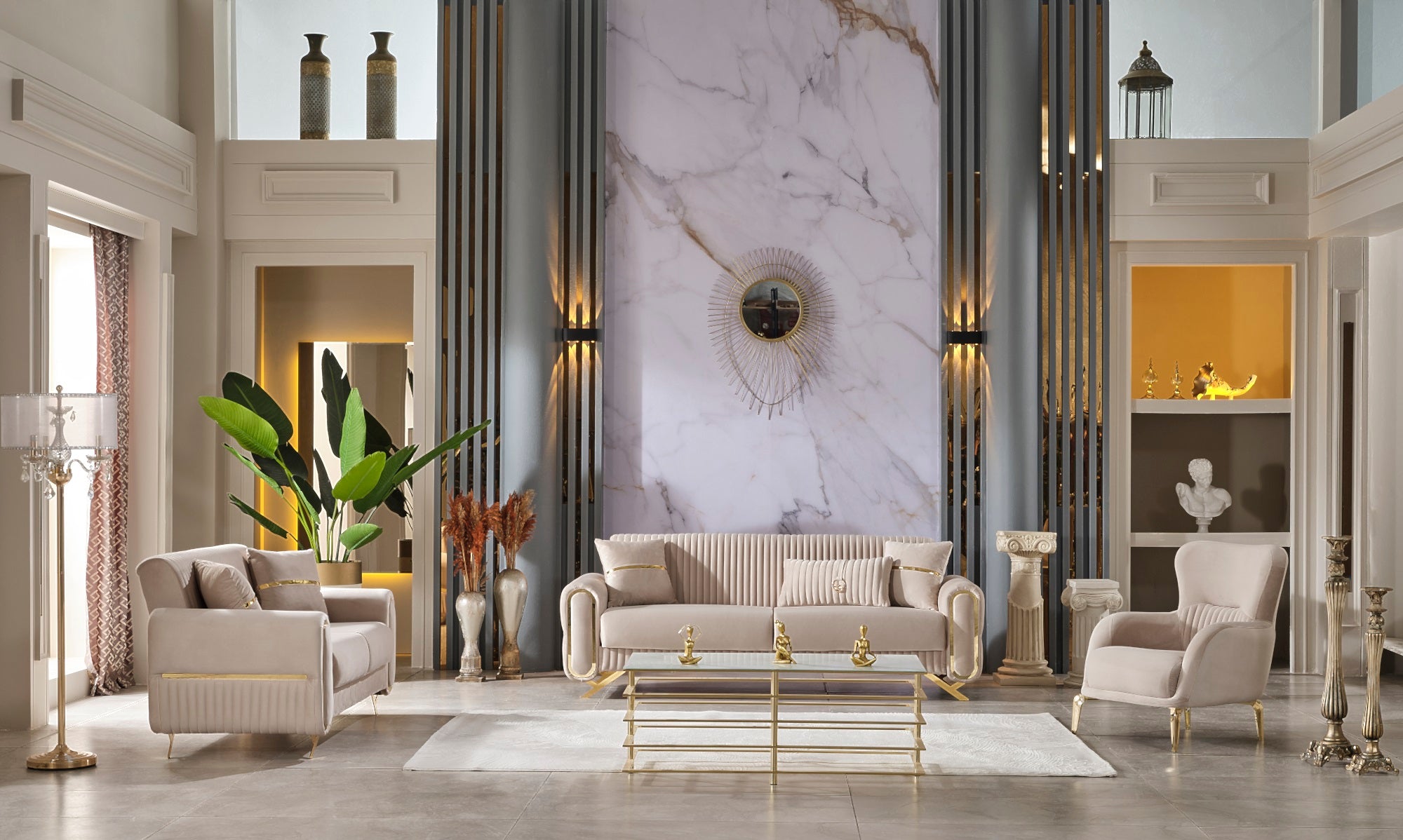 Royal Convertible Livingroom Set (2 Sofa & 2 Chair) Beige