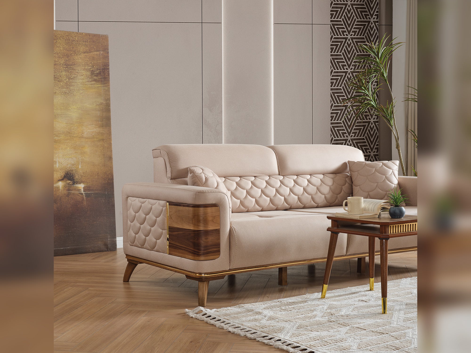 Ruby Convertible Sofa Beige